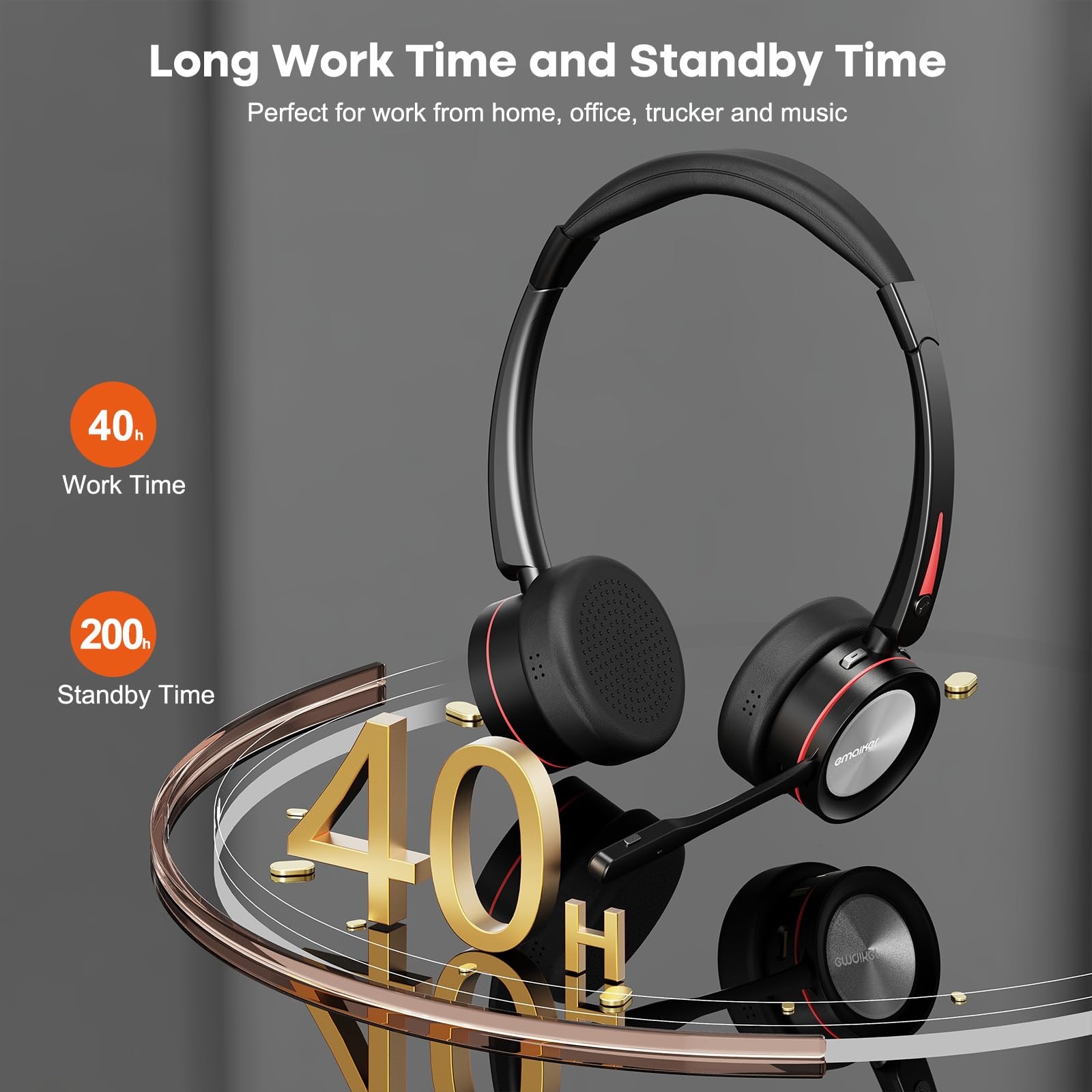 ENC Wireless Headset with Microphone for PC/Mobile, Bluetooth V5.2 Headset wi…