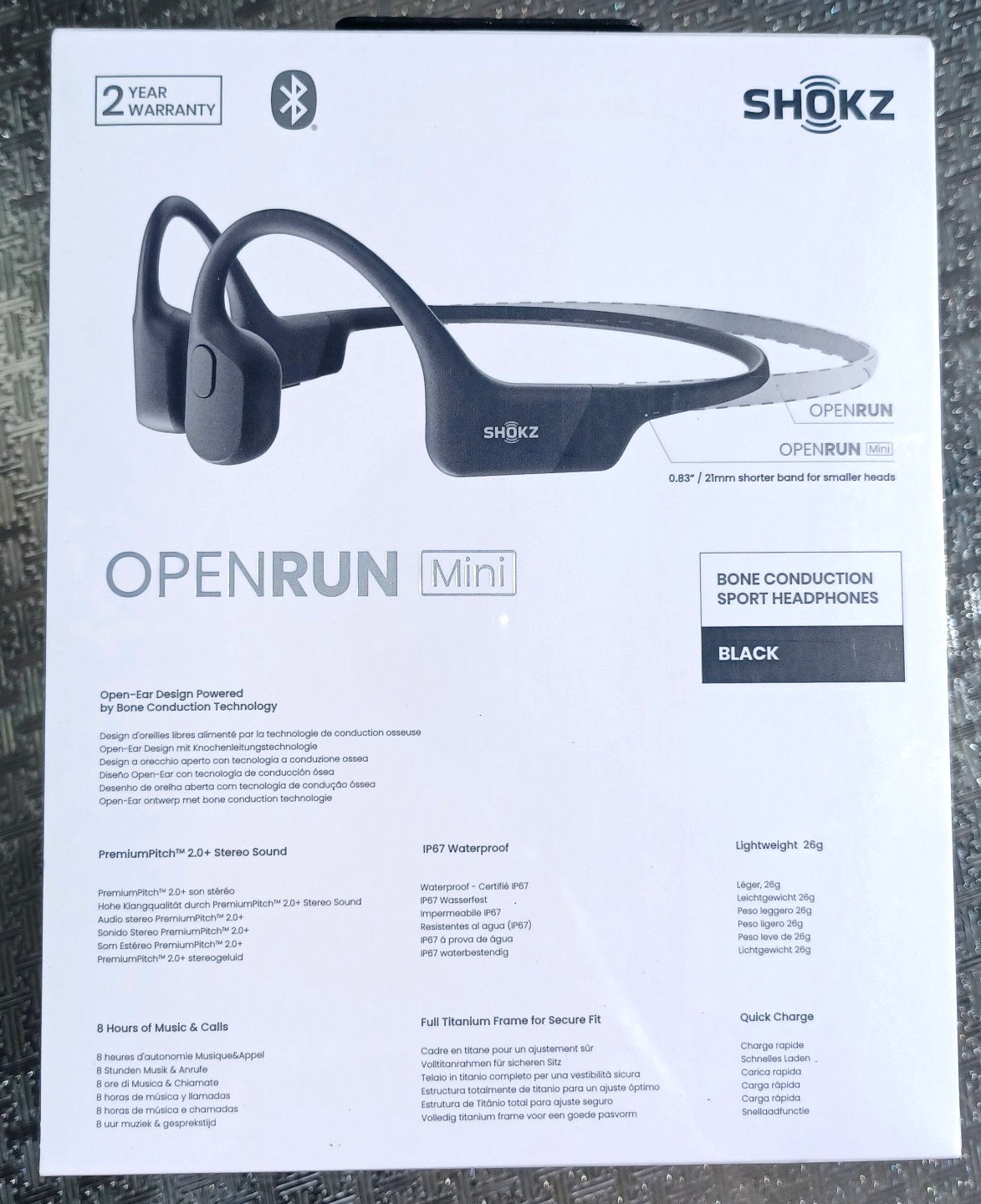 SHOKZ OpenRun MINI Wireless Bluetooth Bone-Conduction Sport Headphones – Black