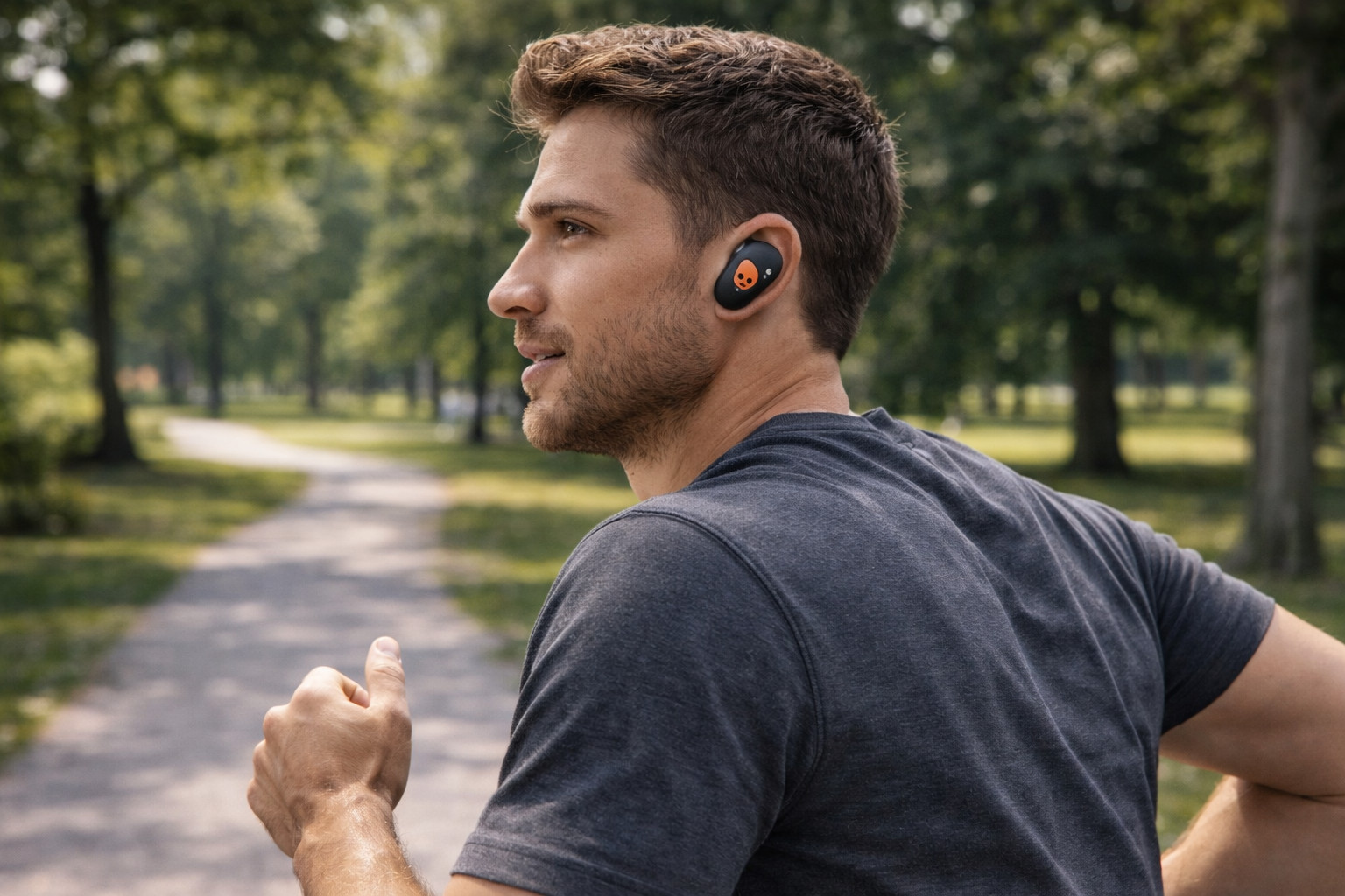 Skullcandy Sesh ANC Noise-Canceling True Wireless Earbuds Black and Orange S2SAW