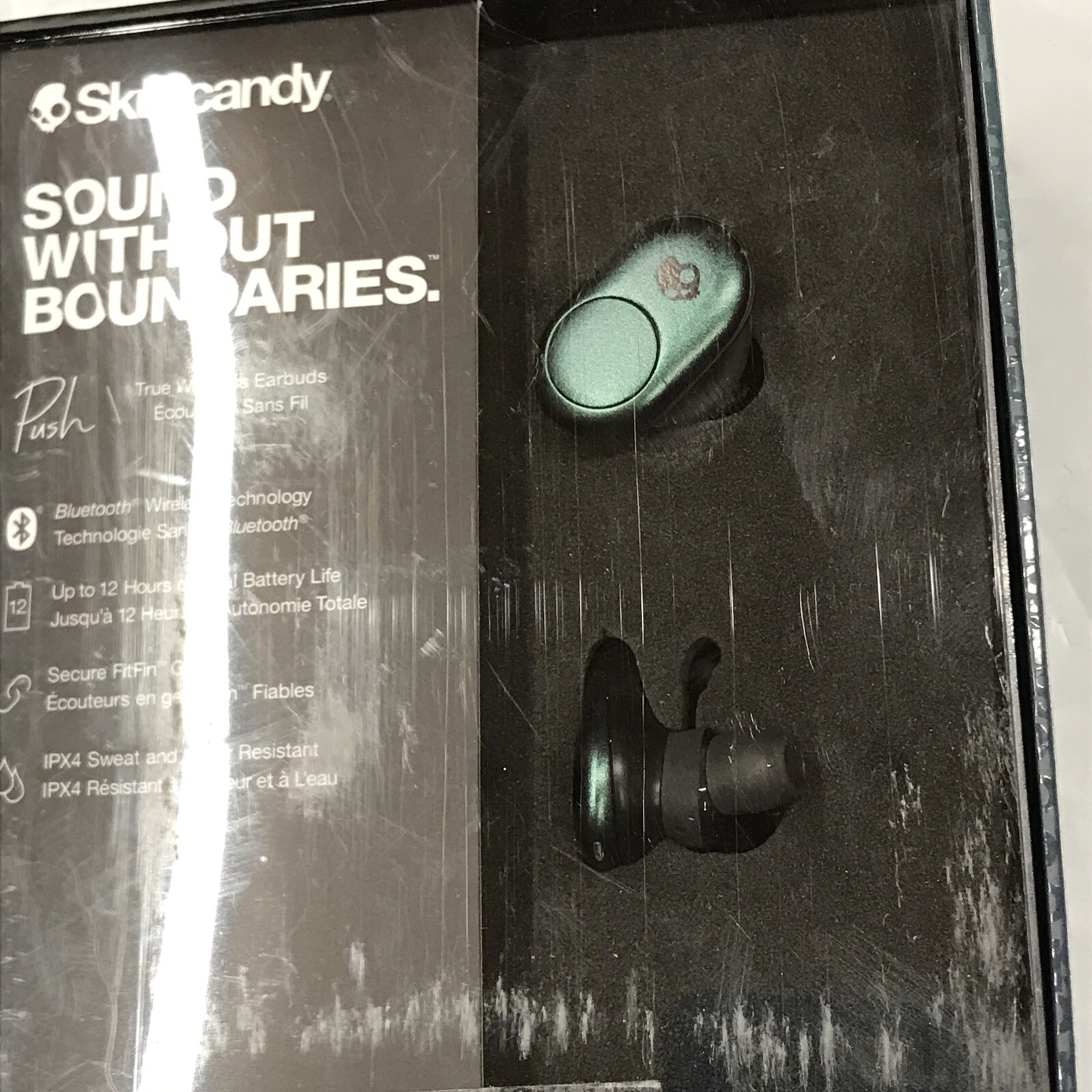 Skullcandy Push True wireless earbuds, New In Box. Matte Metallic Green