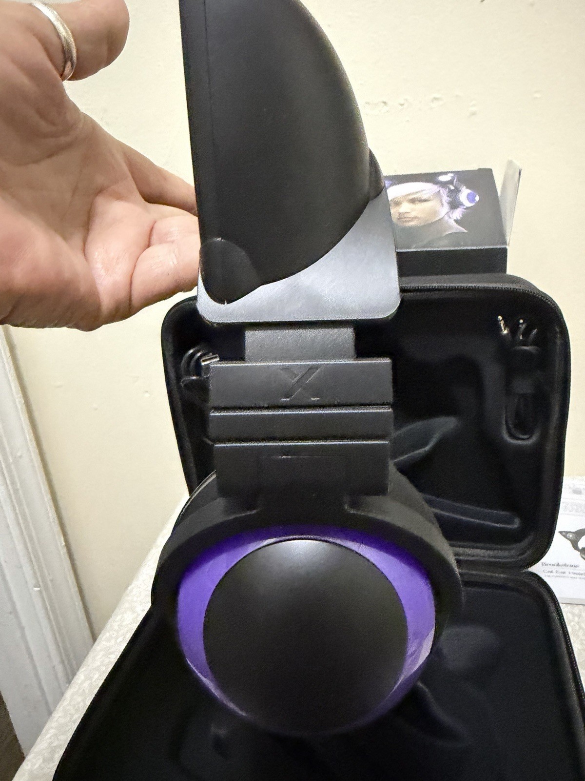 Brookstone Purple Black Cat Ear Headphones w/ Storage Case and Micro USB Cable