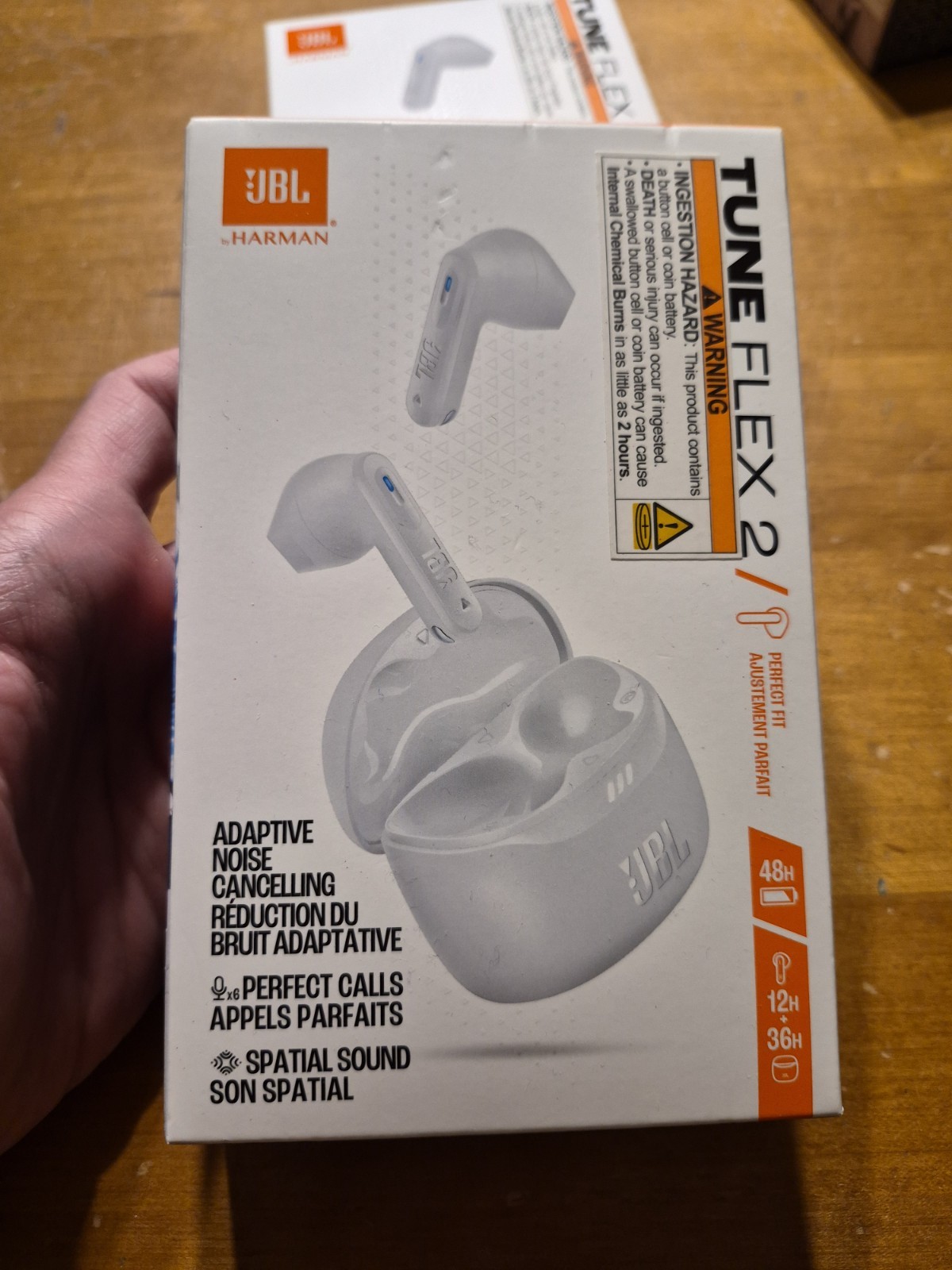 JBL White Tune Flex 2 Earbuds Perfect Fit Adaptive Noise Cancelling