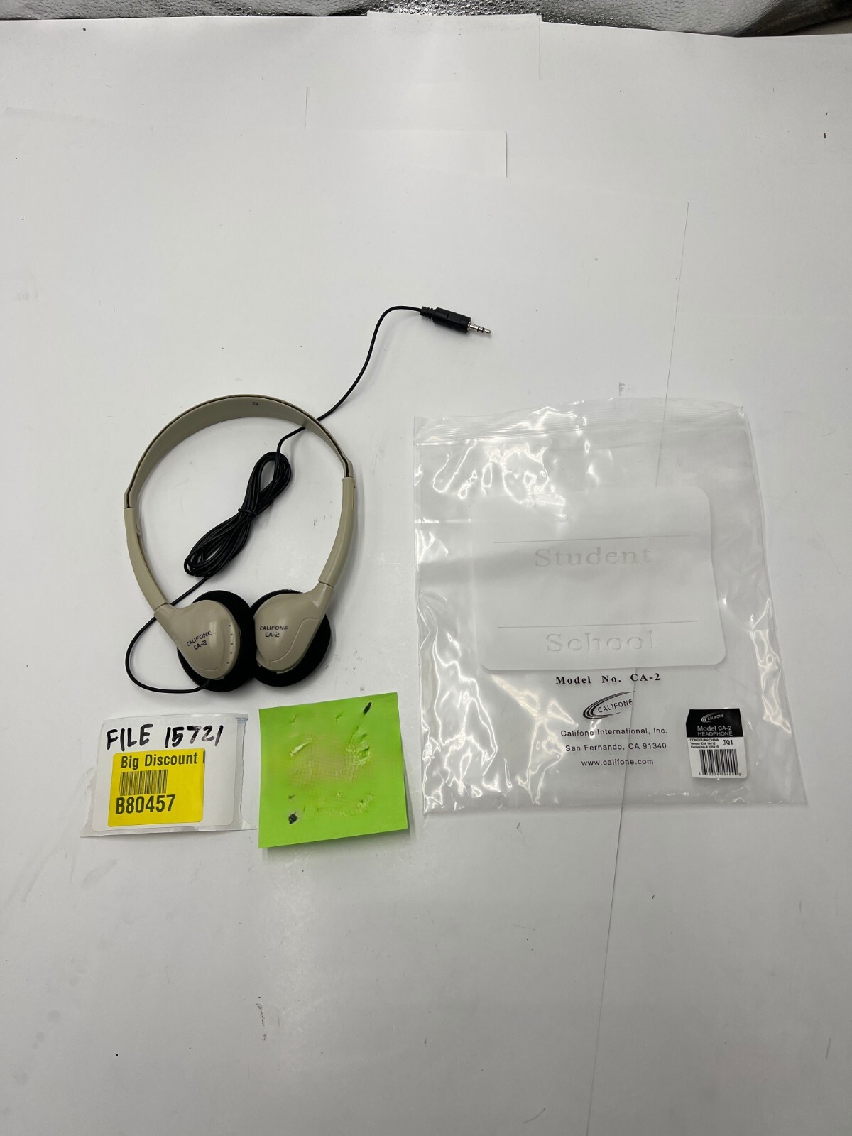 (QTY 10) Califone CA-2 Individual Stereo Headphones w/Resealable Bag, Adjustable