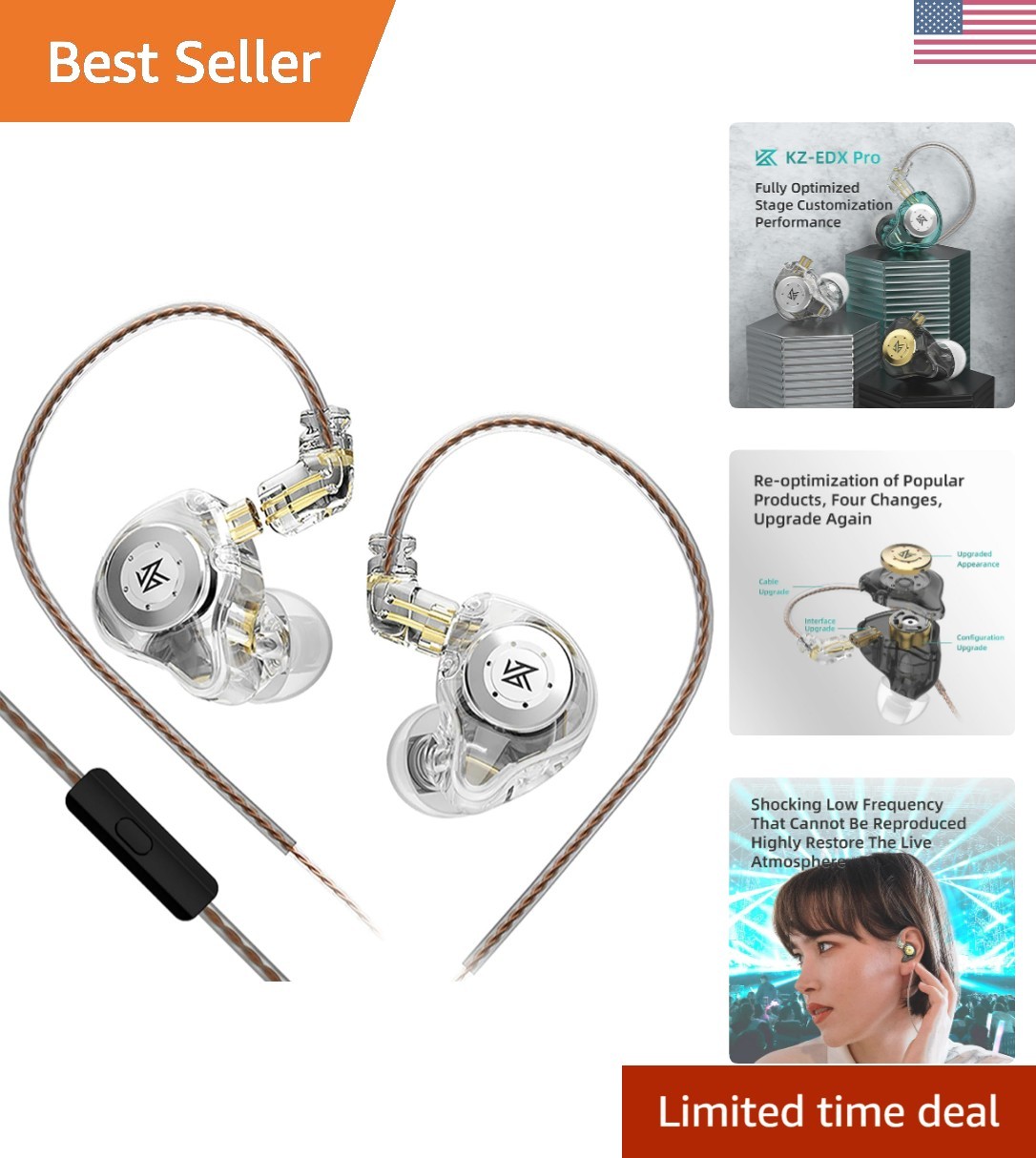 KZ EDX PRO Gaming Earbuds, IEM Earphones Headphone with 1DD, IEM for Gaming, …