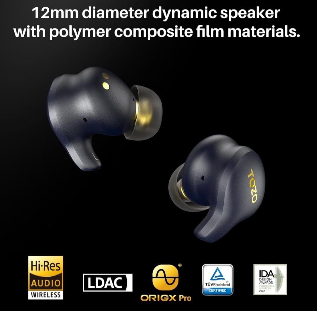 TOZO Golden X1 Galaxy Blue/Black Earbuds OrigX Pro, LDAC & Hi-Res Audio Wireless