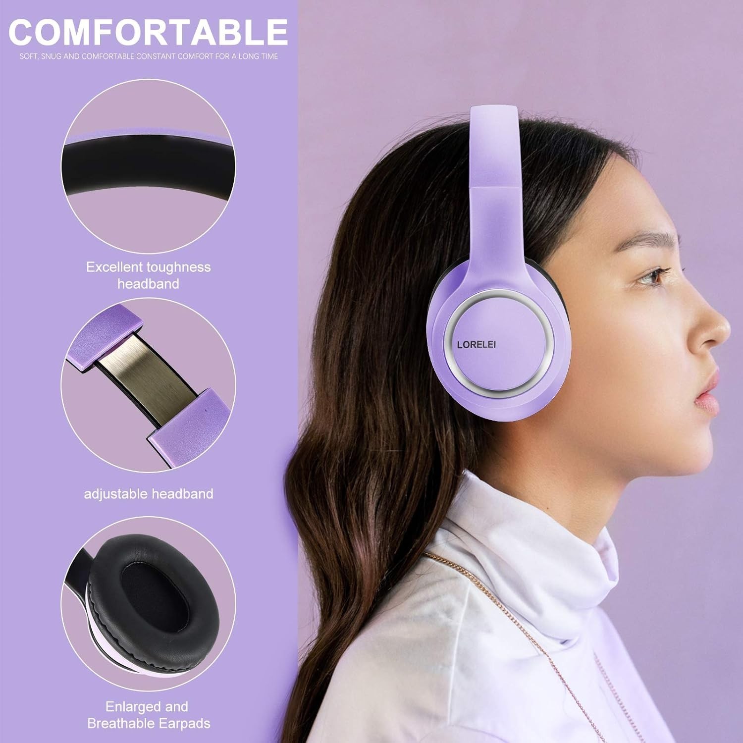 X8 Foldable Headphones for Smartphone & Tablet – Dark Purple