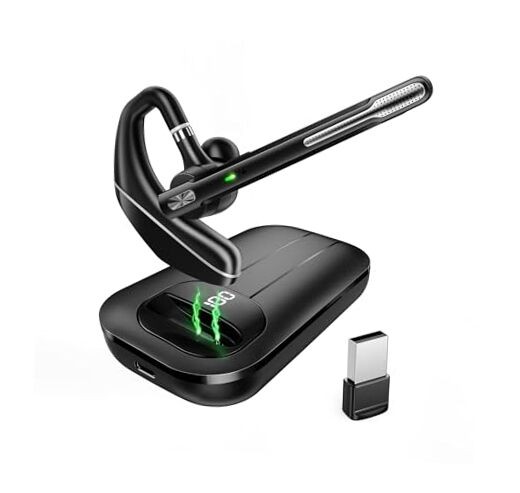 Bluetooth Headset V5.3, Wireless Earpiece with 1000mAh Charging Case, 96H