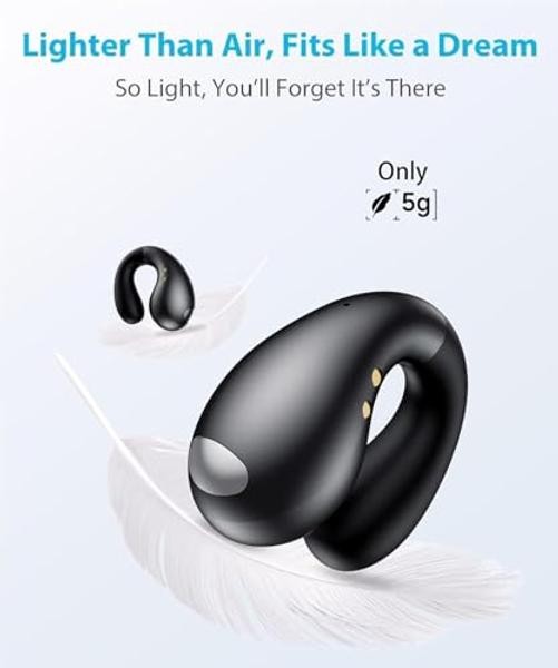 Ultra Open Ear Earbuds – Ergonomic Clip-On Earbuds, Small Bone Onyx Black