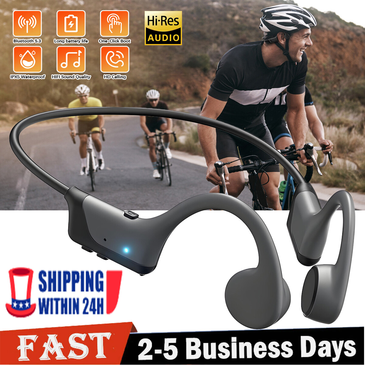 Bone Conduction Headphones induction 5.3 Open Ear Headphones IPx5 Waterproof