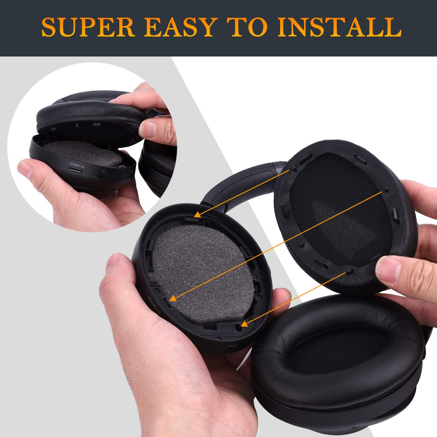 Earpads for Sony WH-1000XM3 Over-Ear Headphones, Softer Protein Leather, Noise I