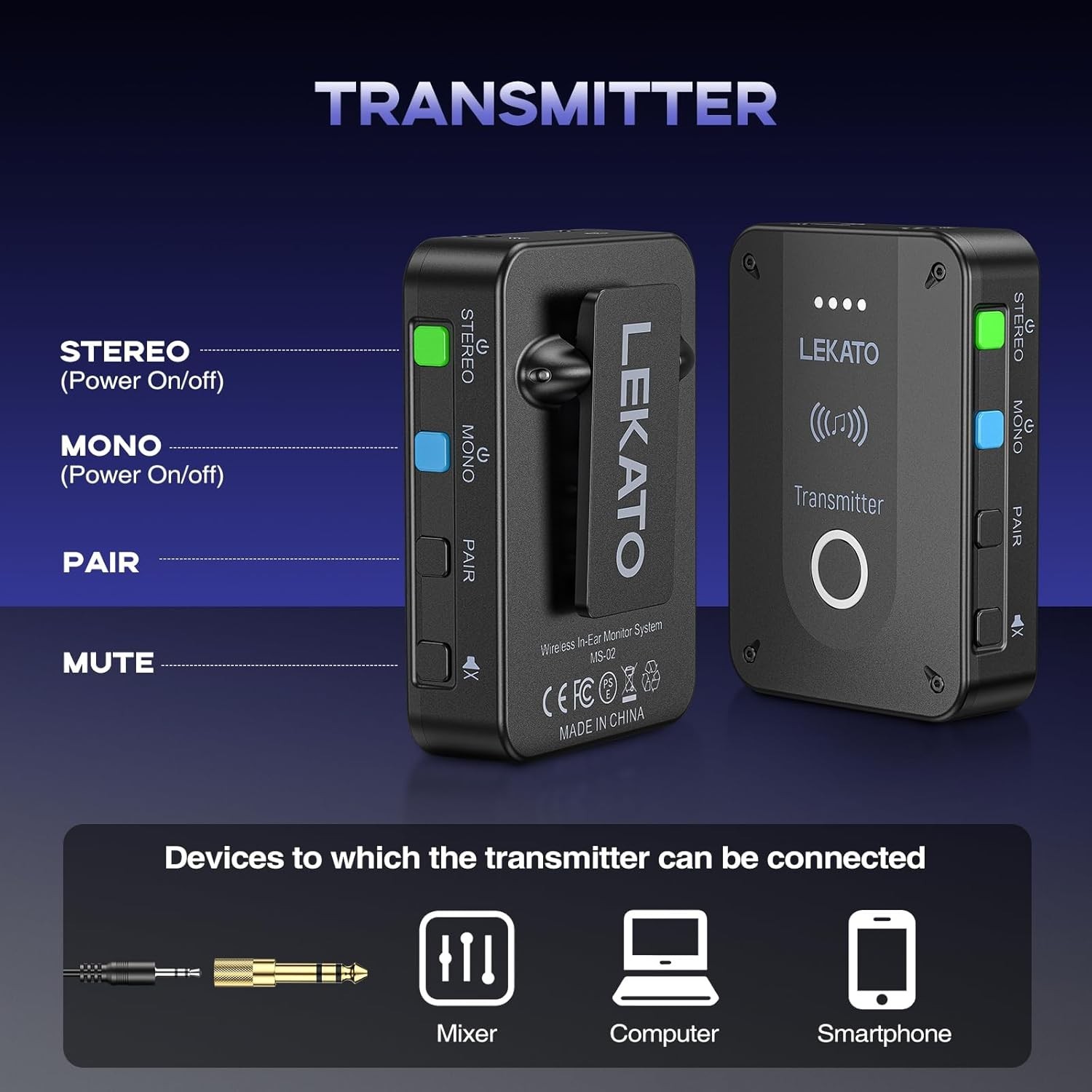 Wireless in Ear Monitor System MS-02, Upgraded 2.4G Stereo IEM System Low Lat…
