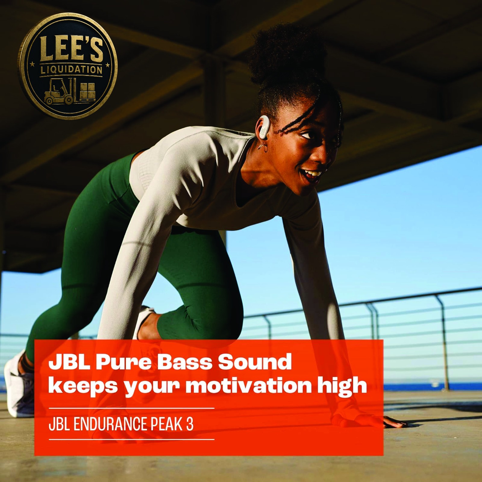 JBL Endurance Peak 3 Wireless Earbud Headphones, Bluetooth, Black -NEW in BOX!