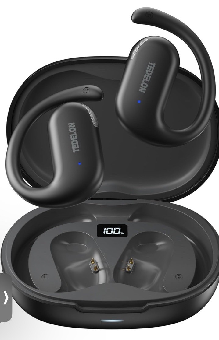 Open Ear Headphones Bluetooth 5.4: 50H Playtime 16.2mm Drivers, Open Ear Tedelon