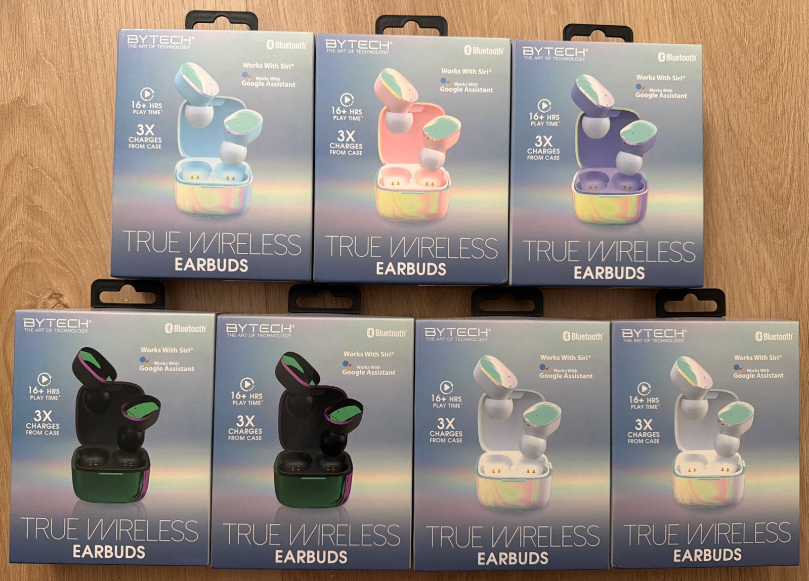 SEVEN (7) Bytech True Wireless Earbuds Bluetooth Earphones White Black Pink Blue