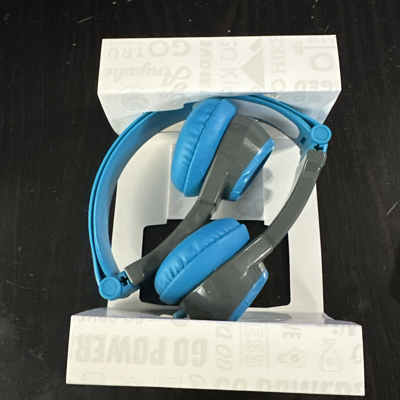 JLab JBuddies Folding On Ear Wired KIDS Headphones Portable Volume Limiting Blue