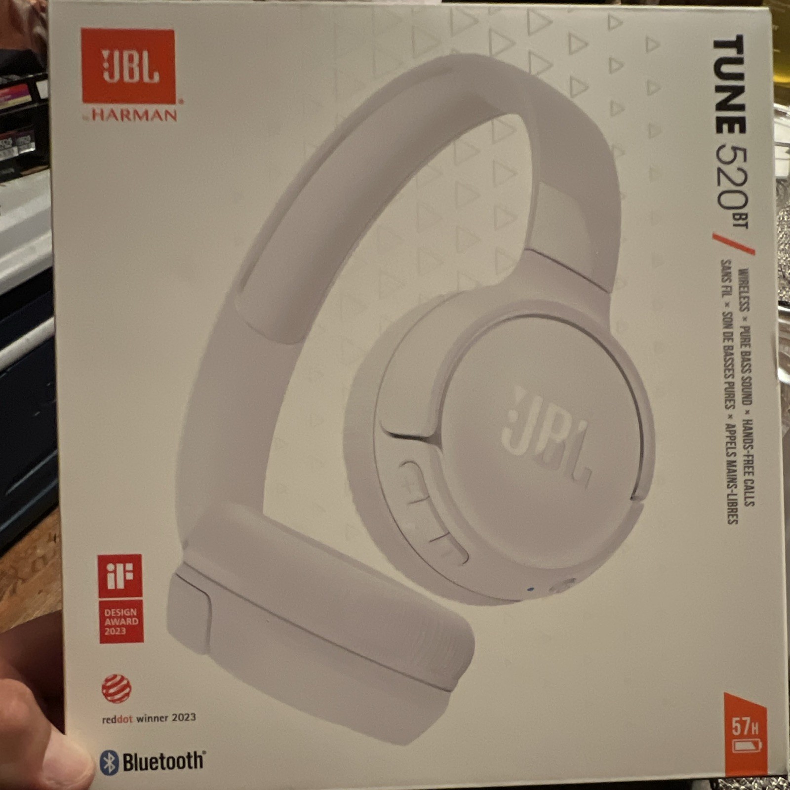 JBL Tune 520BT Wireless Bluetooth Over-Ear Headphones Foldable Multipoint White