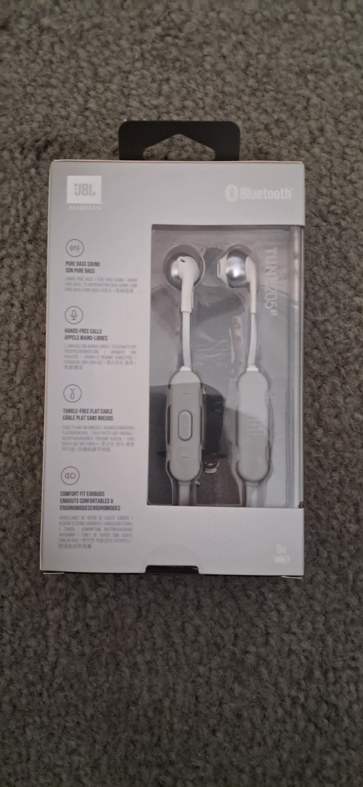 JBL Harman Tune 205 BT Pure Bass, Zero Cables, Headphone, Bluetooth, White