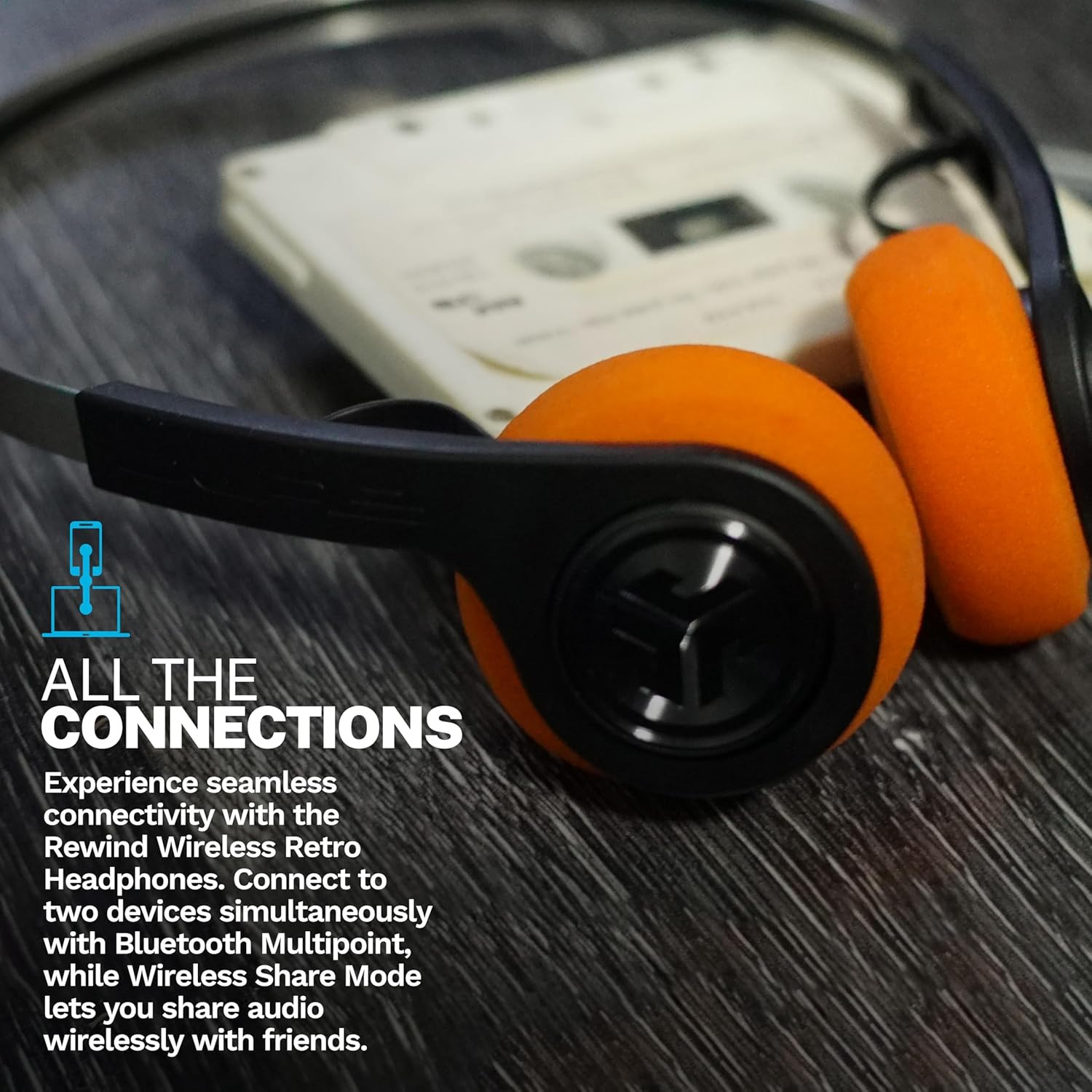 Rewind 2 Wireless Retro Headphones, 20+ Hours Playtime, App Support, Bluetooth M