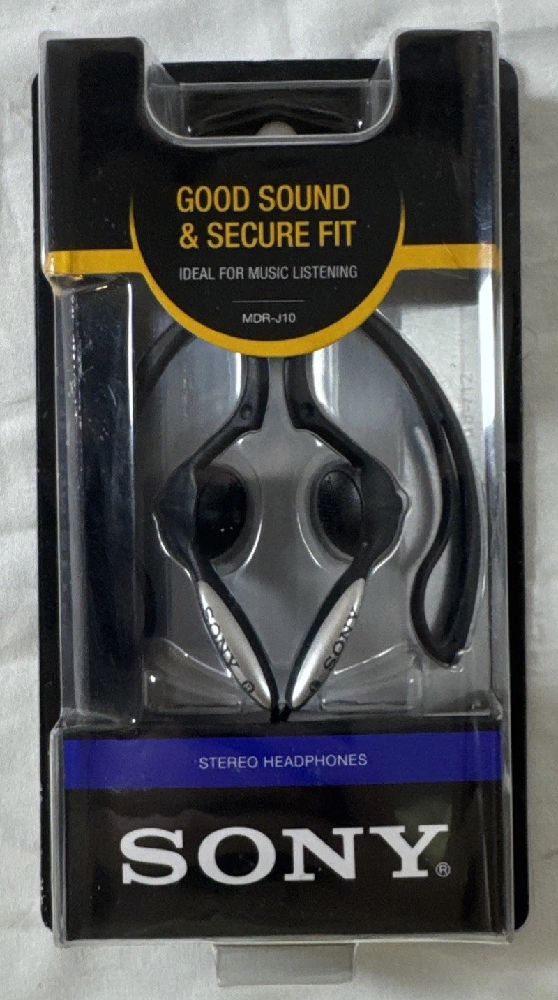 Sony MDR-J10 Stable Ear Clip Stereo Wired Headphones Blue 2007 – NEW