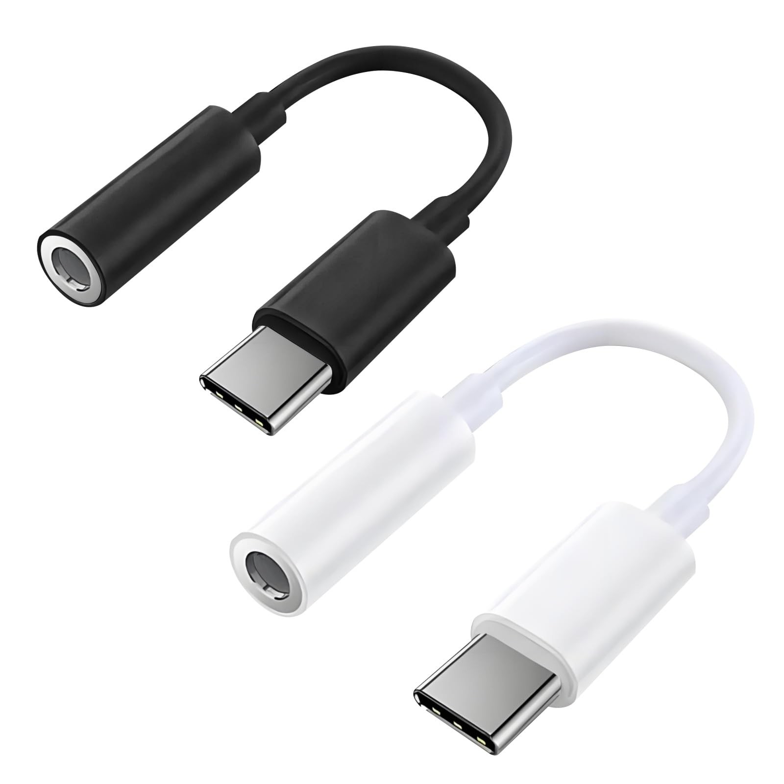 QAJOPFN 2 Pack USB C to 3.5mm Headphone Jack Adapter, Hi-Fi DAC Audio Converter