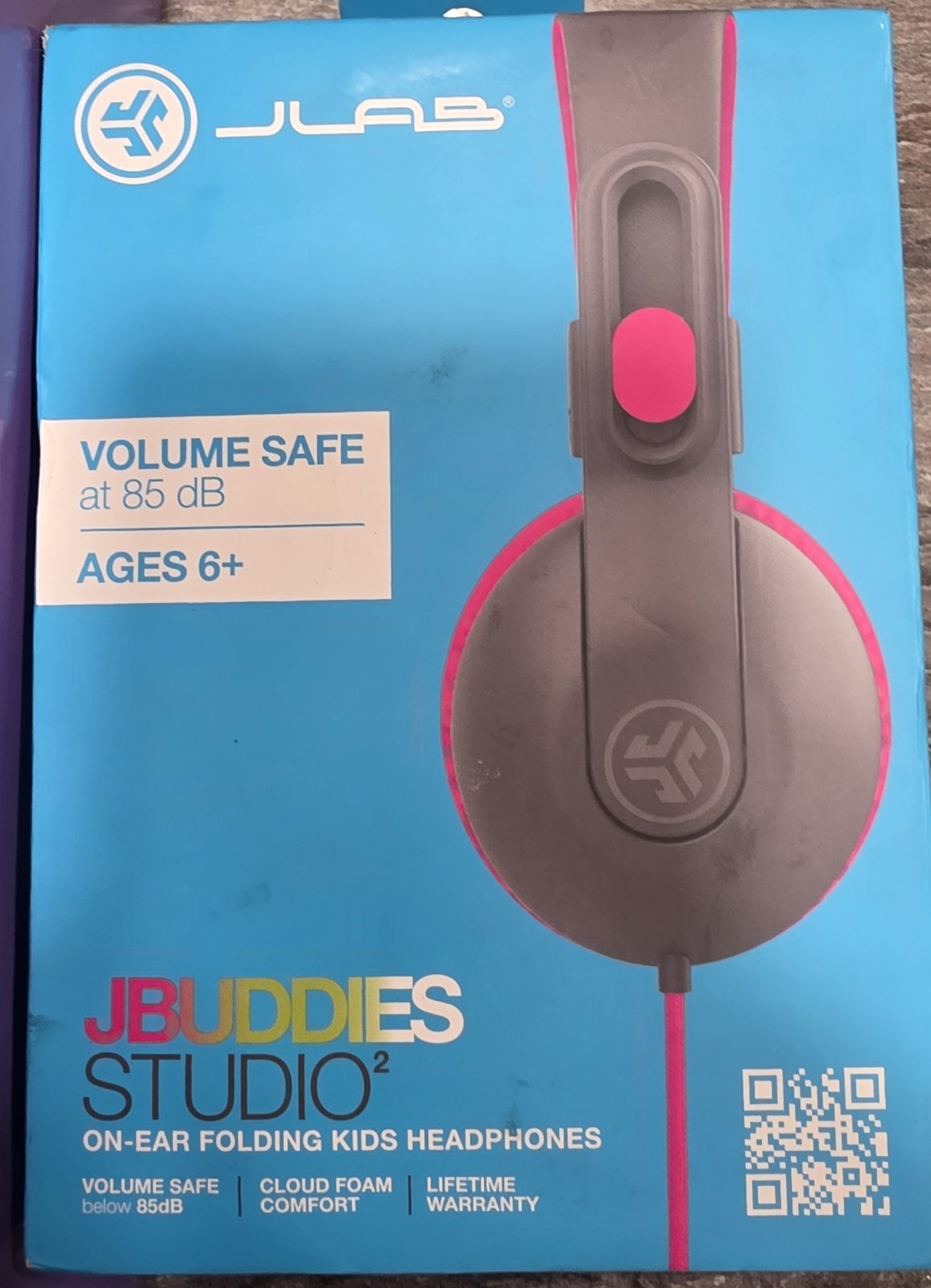 JLAB JBuddies Studio 2 Wired Kids Headphones FOLD VOLUME SAFE , Headphone Holder