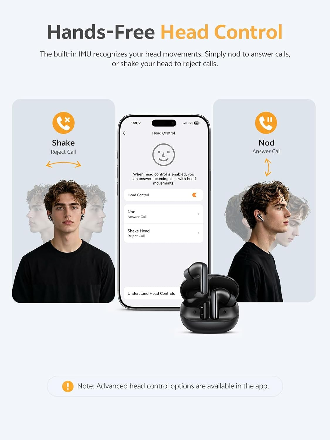 QCY MeloBuds N65 Wireless Earbuds, AI Adaptive Noise Cancelling, 60dB ANC Ear Bu