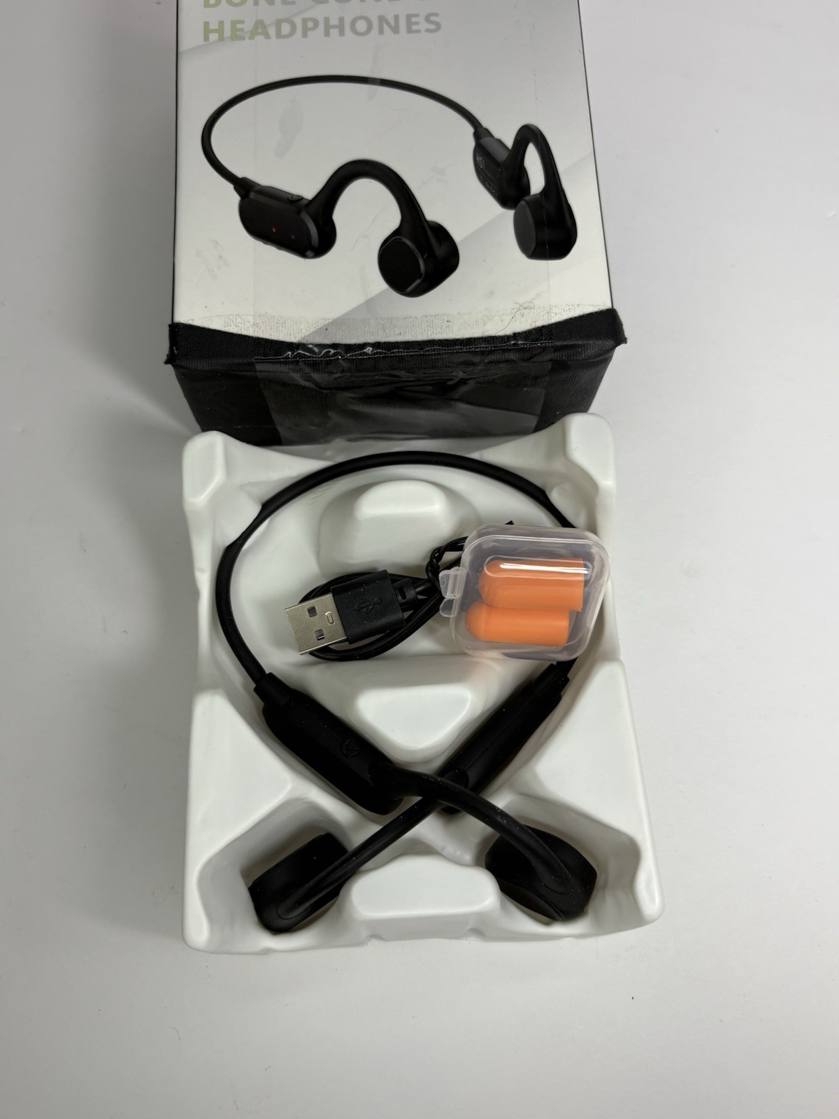Gelecek hs1 Bone Conduction Neckband Headphones, USB, Black, Double Earpiece