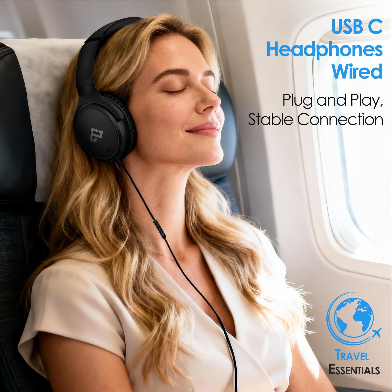USB C Headphones Kids Wired Headphones for Adults with Microphone