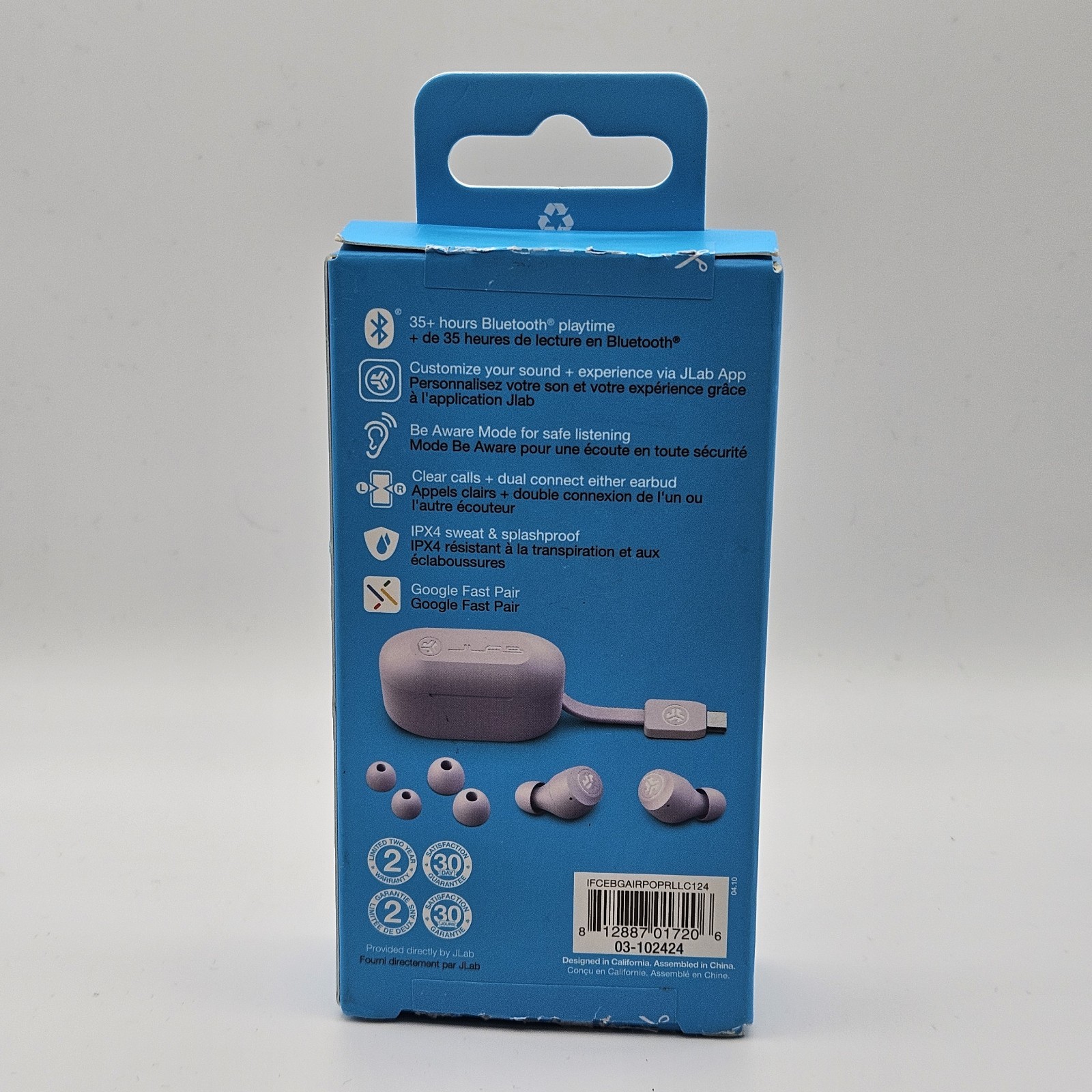 JLab Go Air POP True Wireless Bluetooth Earbuds, iOS, Android, Headphone