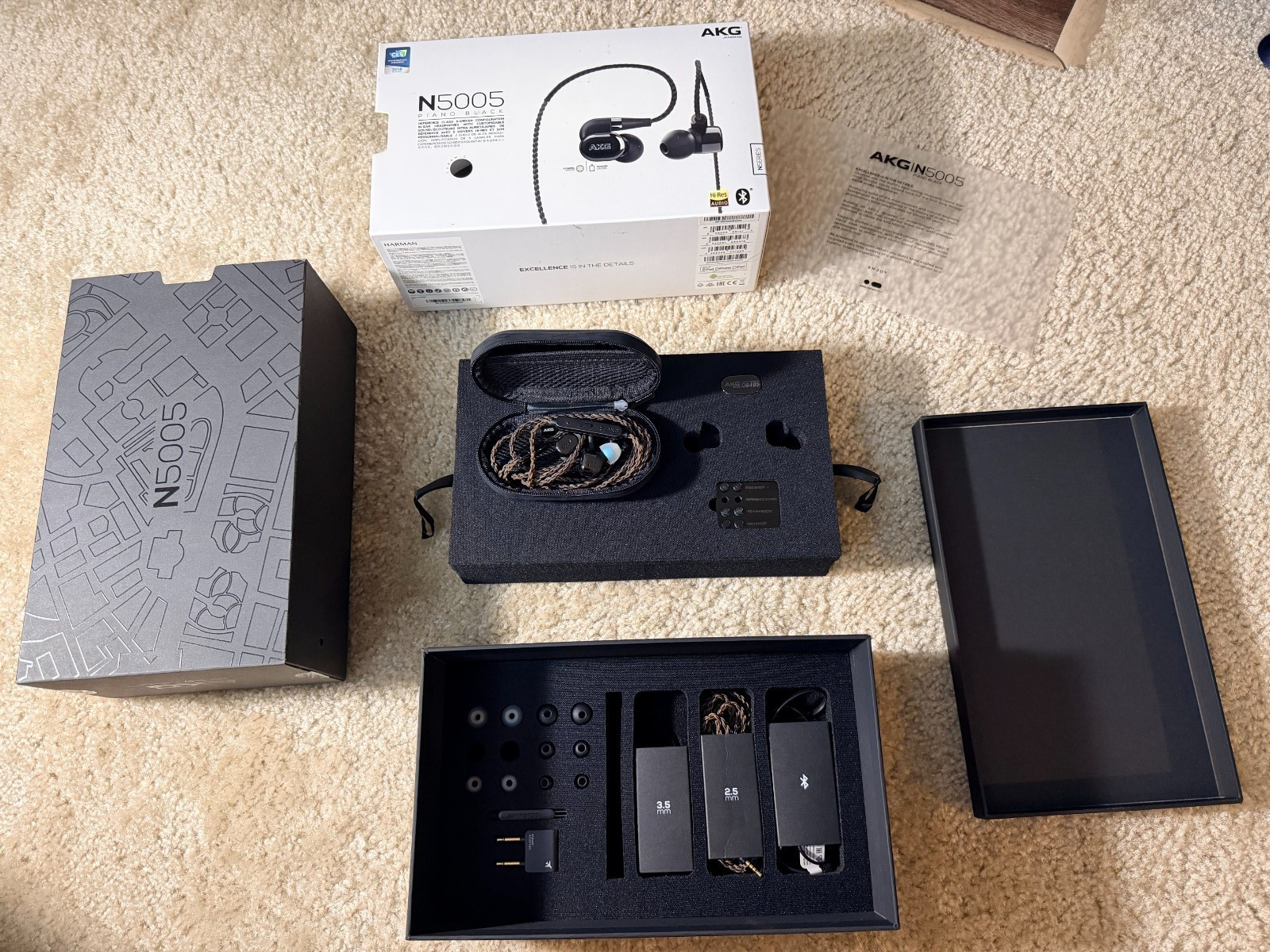 AKG N5005 Flagship Hybrid IEM Complete w/ All Accessories Less Than 20 Hours Use
