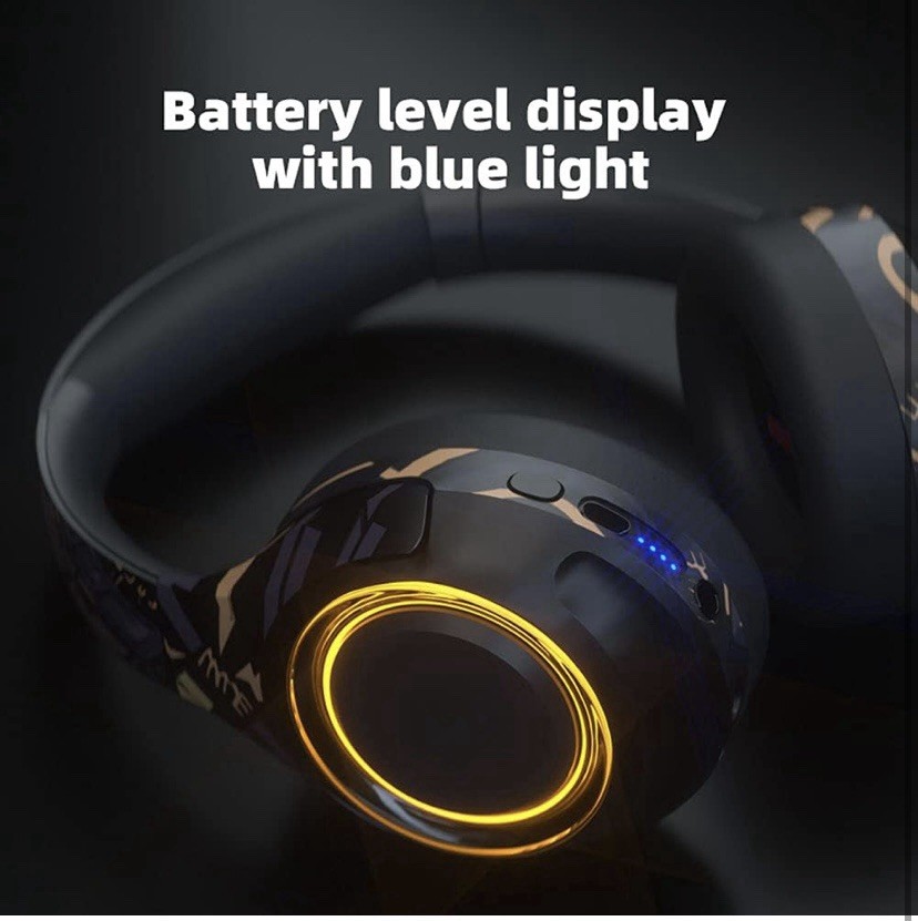 Wireless Bluetooth ear buds Graffiti design Easy Paring (Black and Gold)