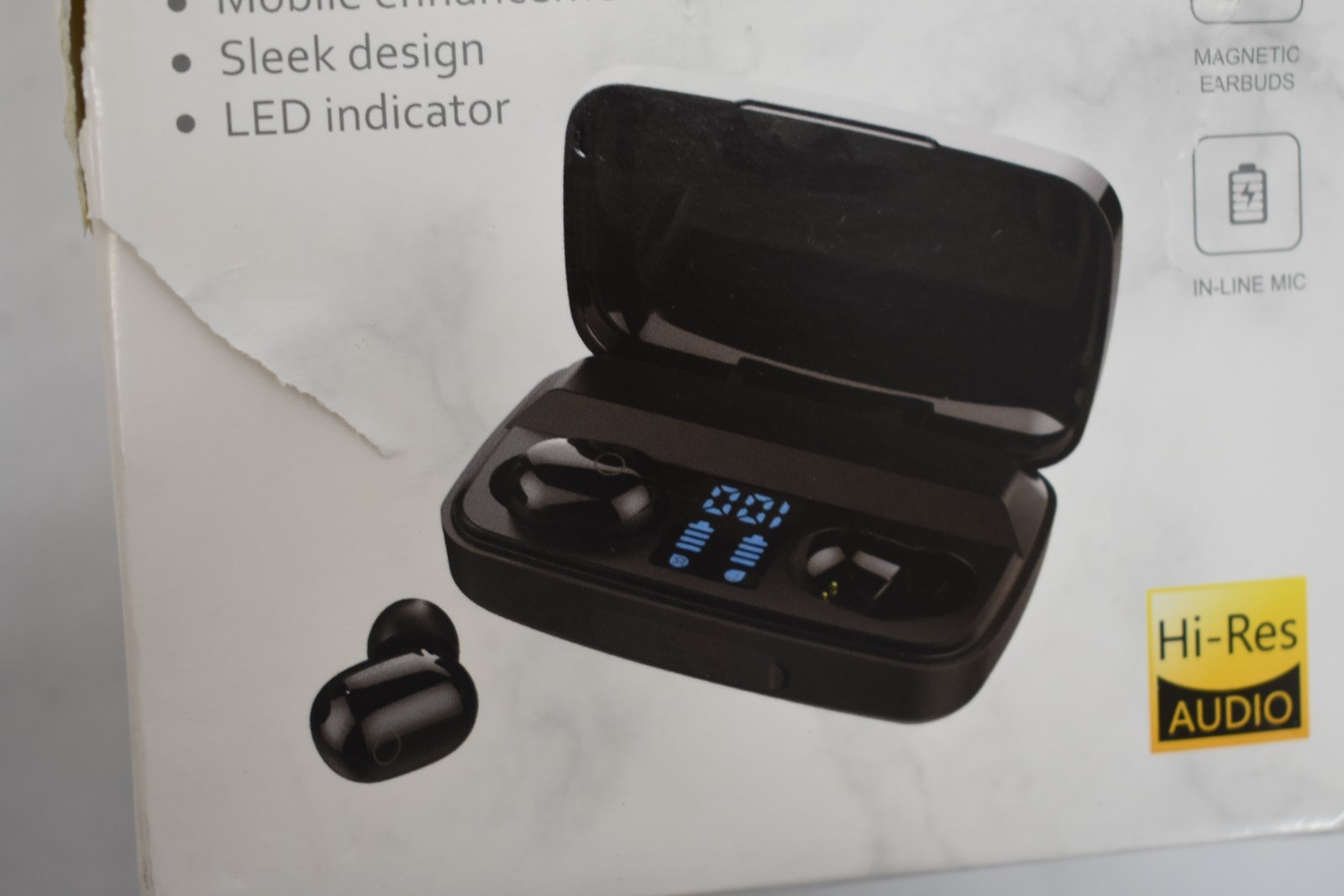 Wireless Stereo Headphones B5-C LED Indicator Sleek Design Magnetic Earbud Black