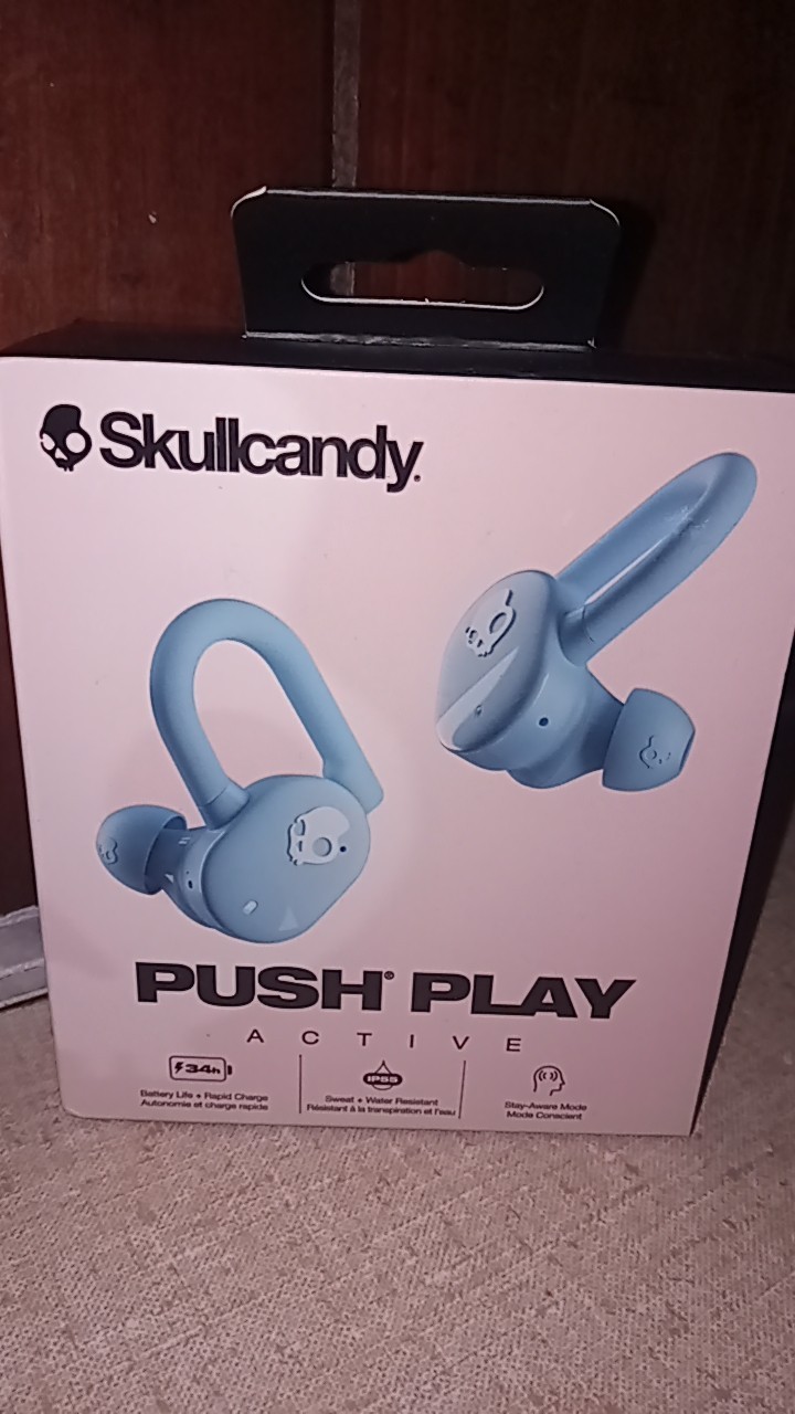 Skullcandy Push Play Active True Wireless Over-Ear Hanger Earbuds (Preppy Blue)