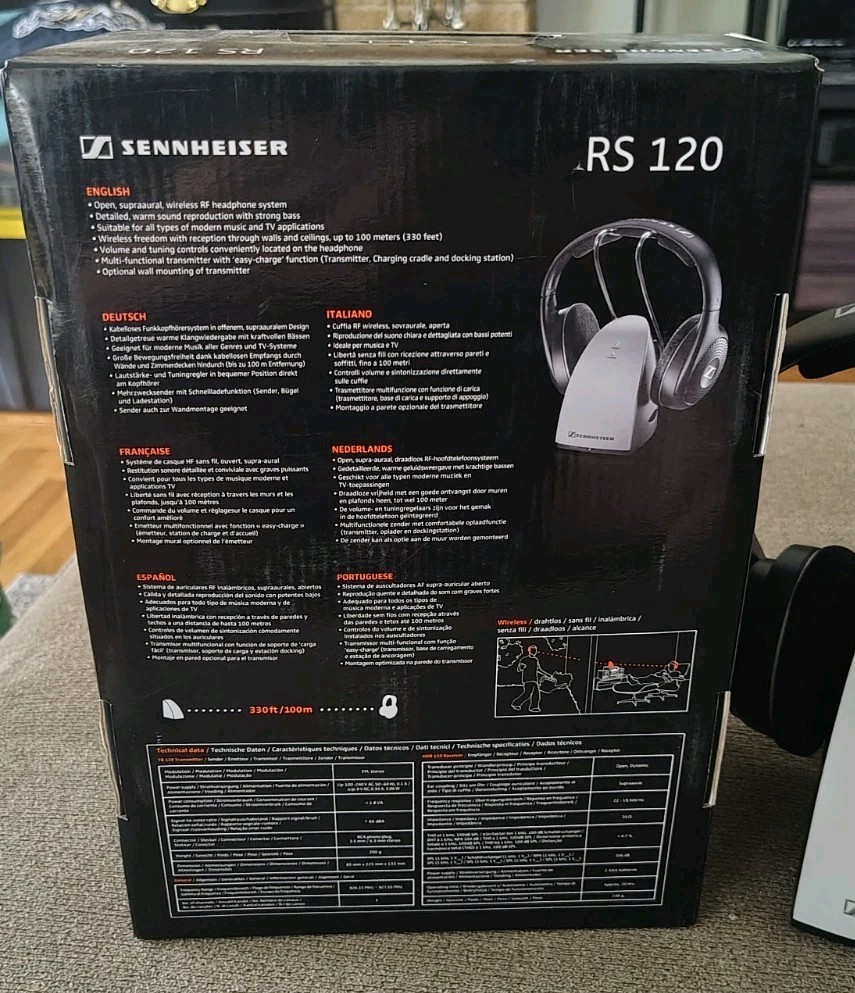 Sennheiser RS-120 Wireless Headphone and Charging System with Box Tested Working