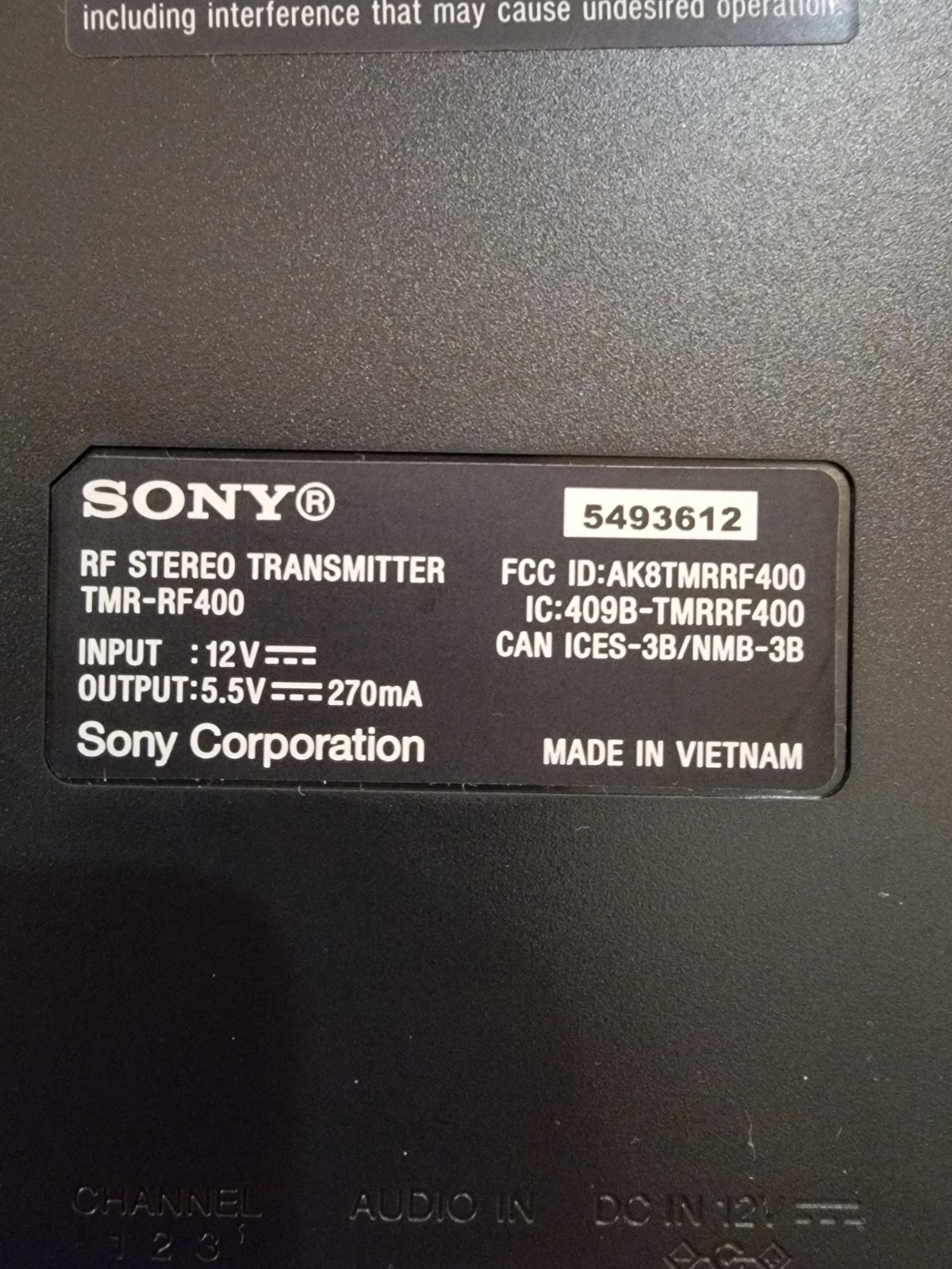 Sony WH-RF400 Black RF Wireless TV Headphones w/ TMR-RF400 Transmitter Base