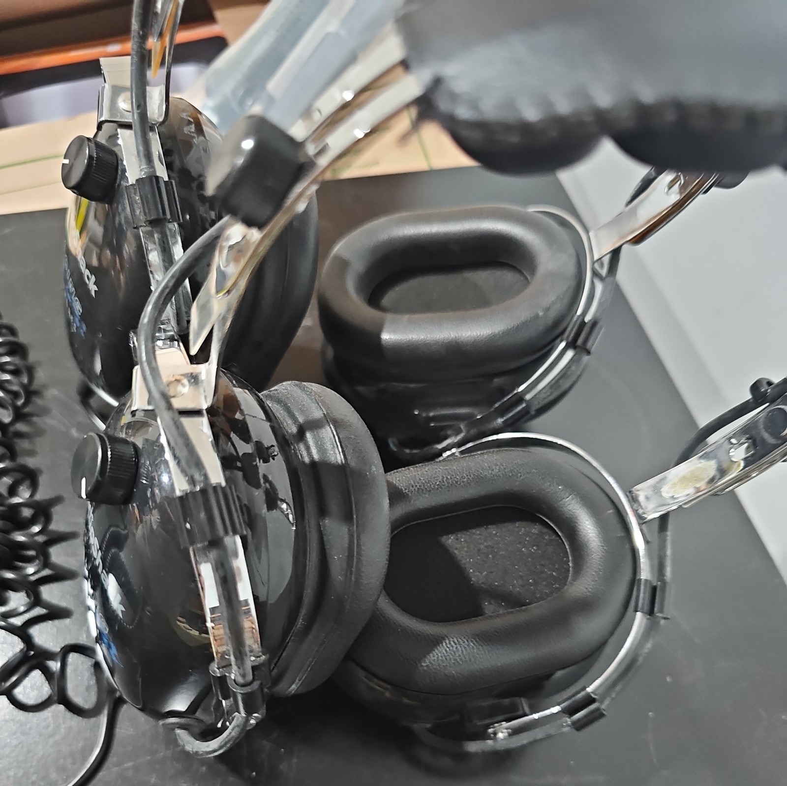 Set of 2 Radio Shack Noise Reducing Racing Headphones Black- NASCAR Racing