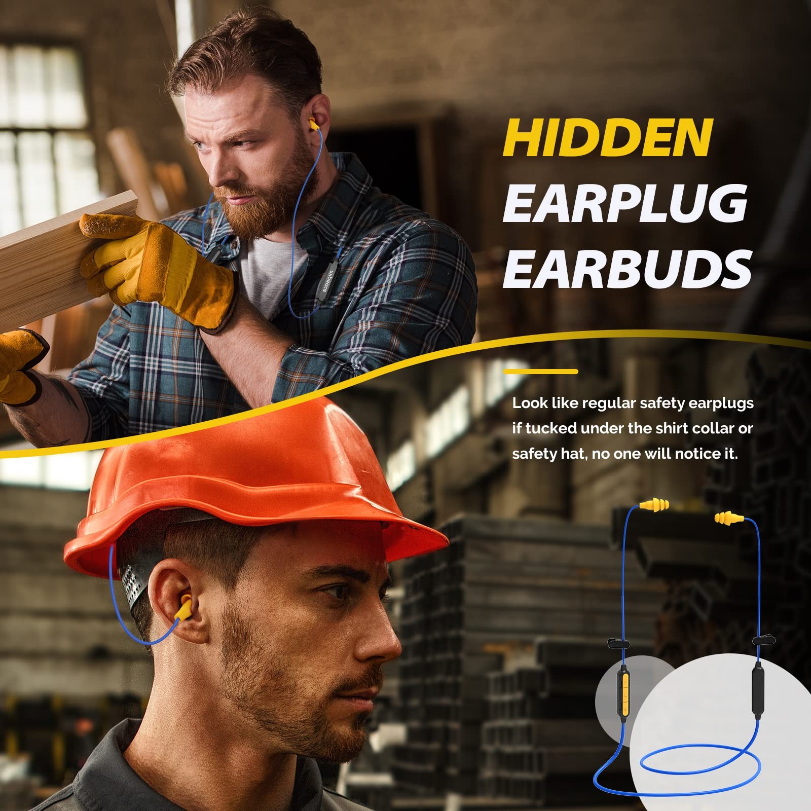MIPEACE Bluetooth Work Earplugs Headphone,Wireless in-Ear standard, Black