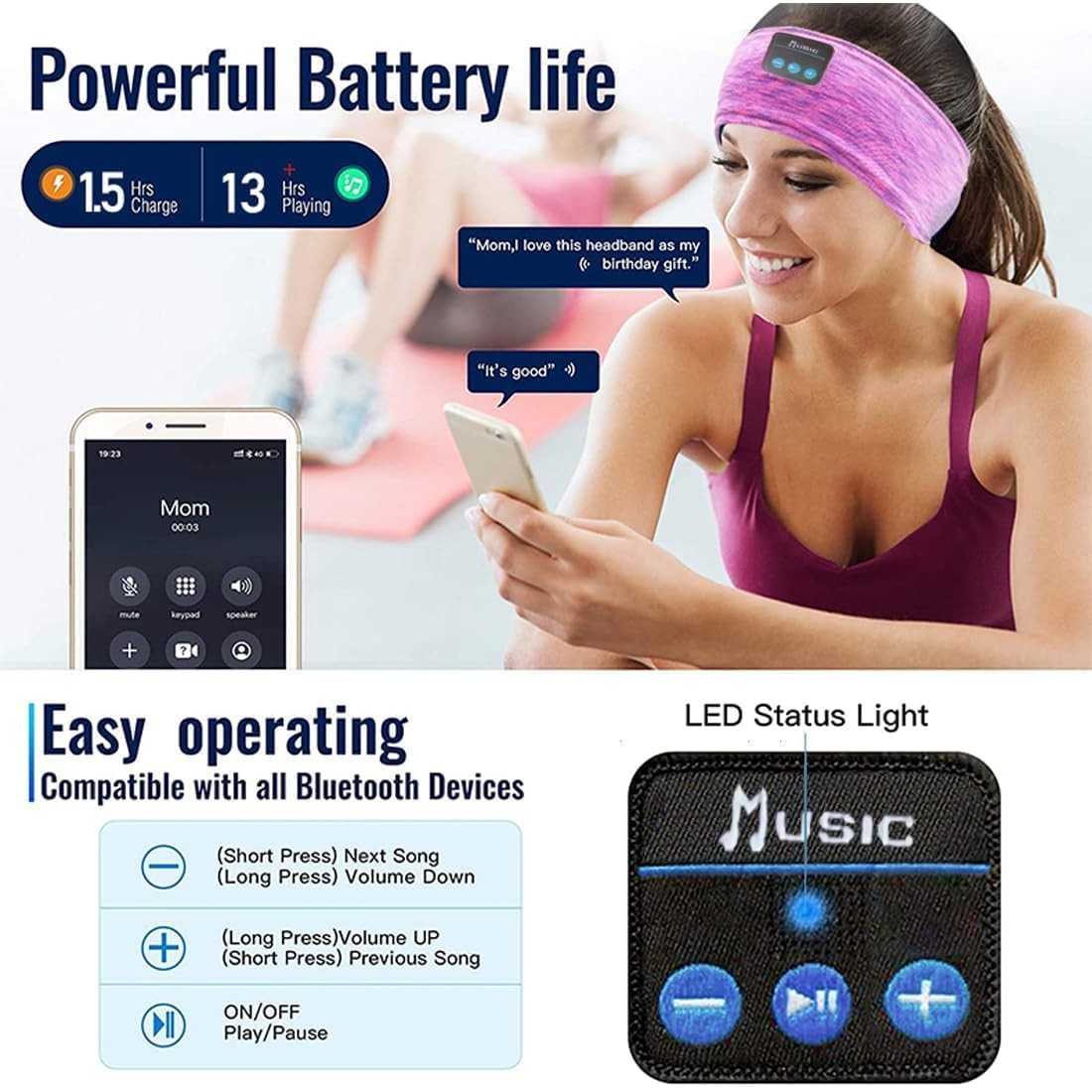 Wireless Sleep Headphones for Women – Bluetooth Headband for Side Sleepers wi…