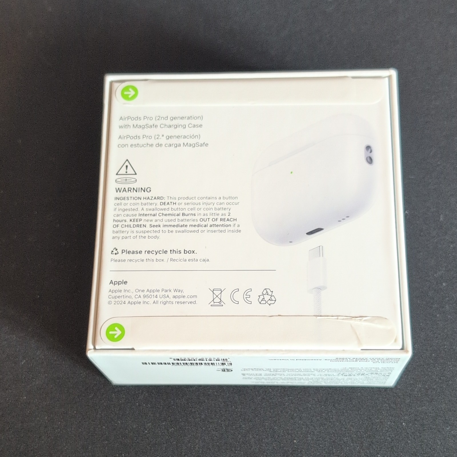 Apple AirPods Pro 2nd Gen MagSafe Charging Case White Bluetooth Wireless