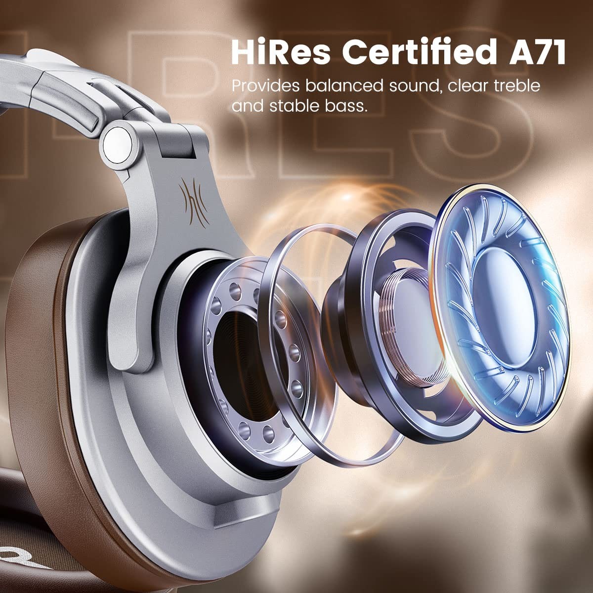 OneOdio A71 Wired Over Ear Headphones, SharePort, 3.5/6.35mm, Silver