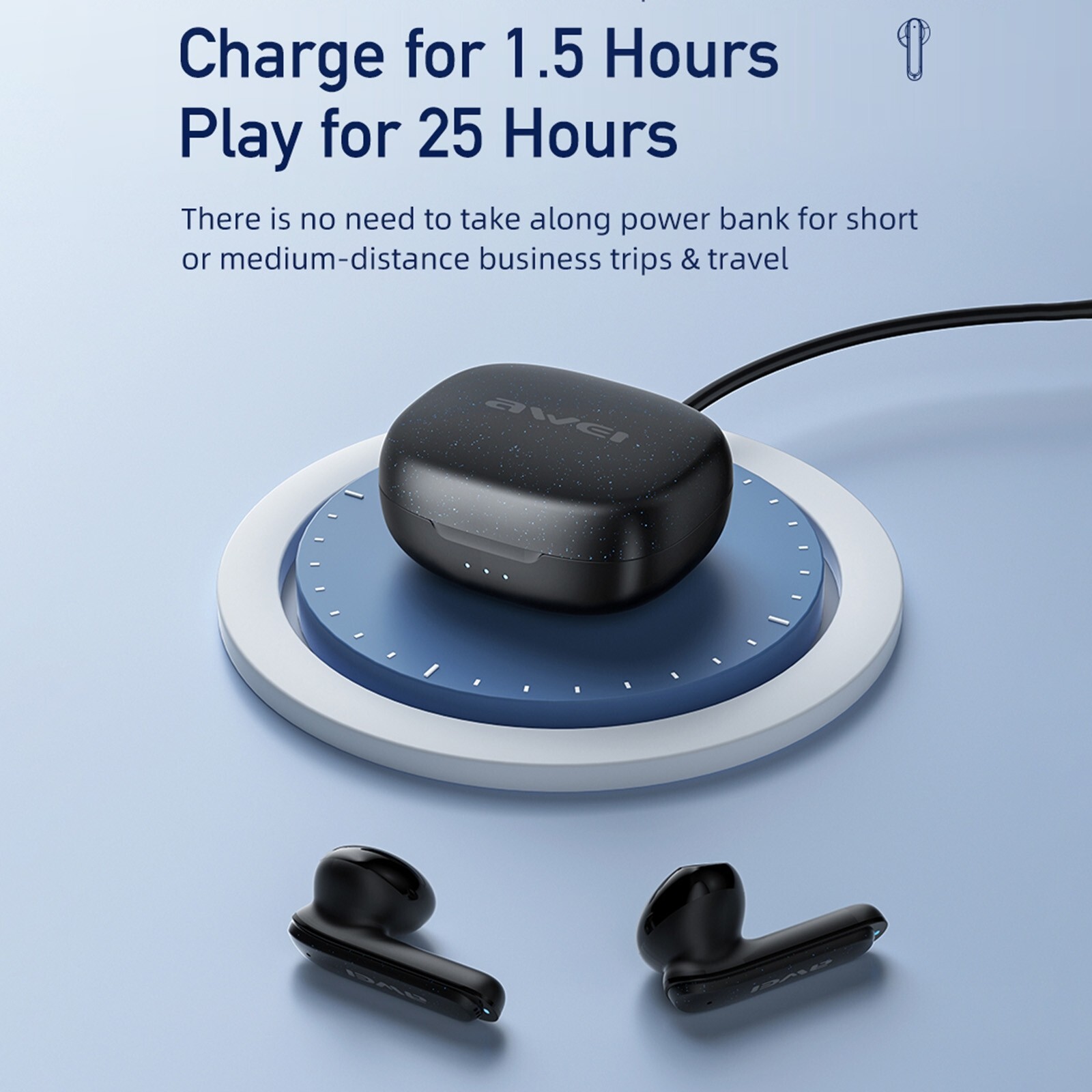 Auricular Bluetooth Eafbuds awei T66 ENC Reducción de ruido TWS (azul oscuro)