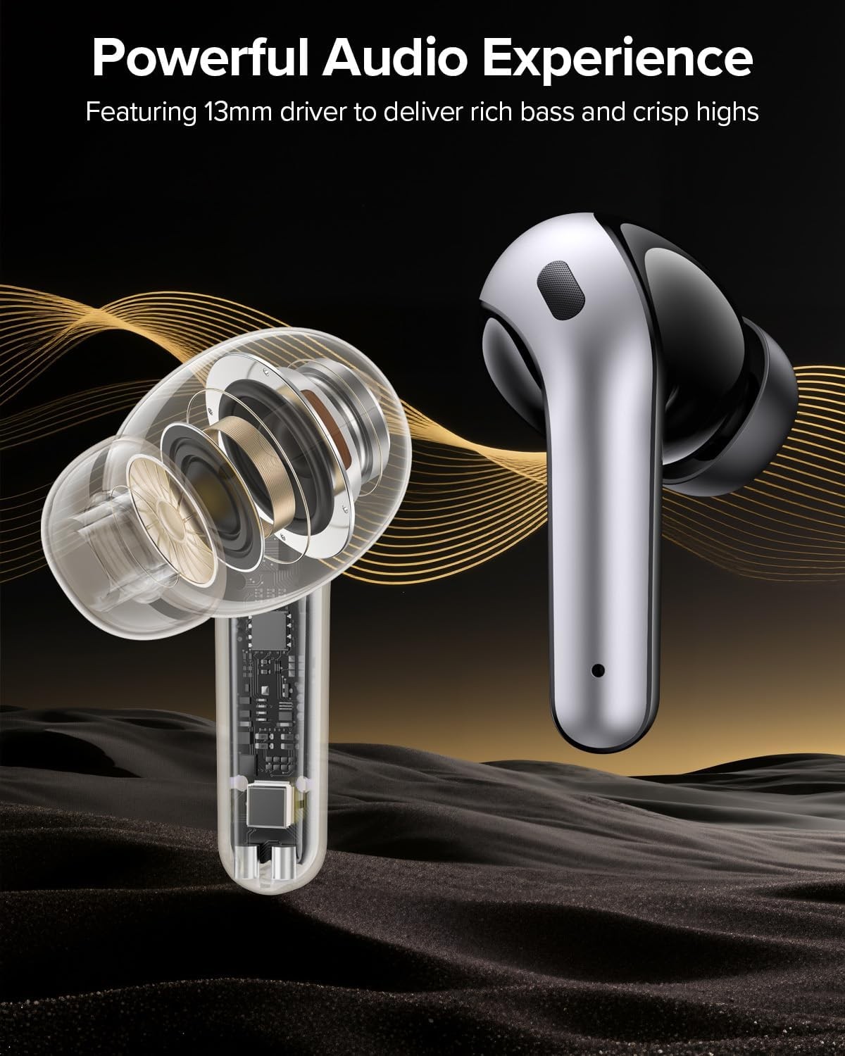 TAGRY Bluetooth Headphones True Wireless Earbuds 60H Playback LED Power Display