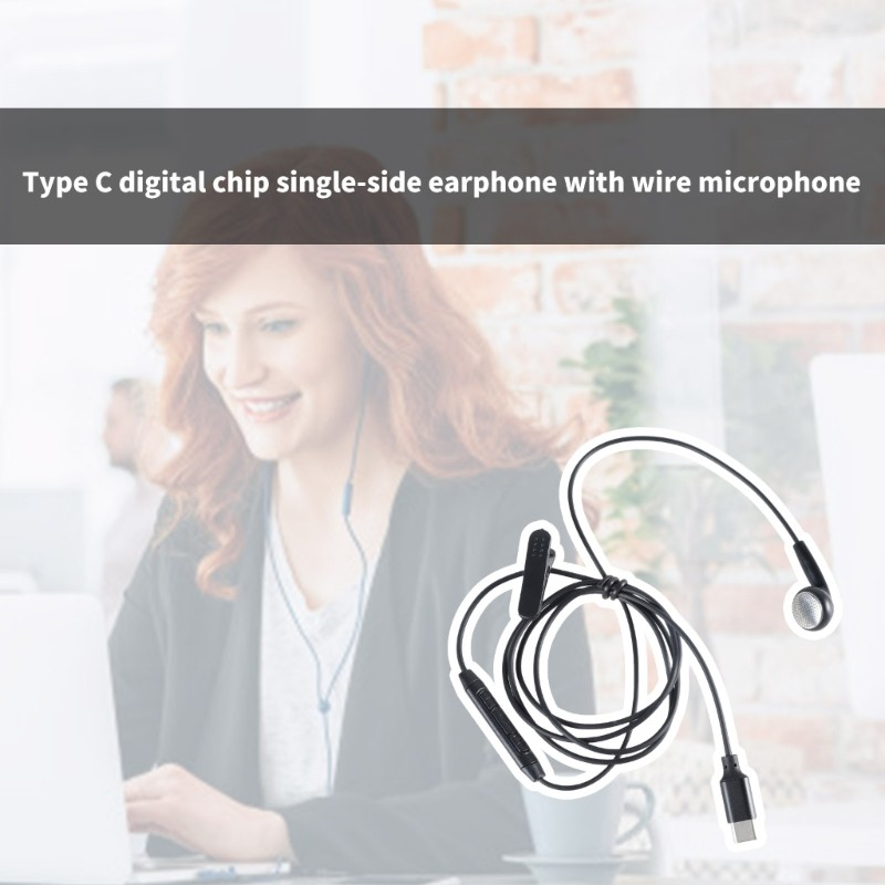 Type C Earphone Single-Side Earphone Earbud Single-Ear Earbud with Microphone