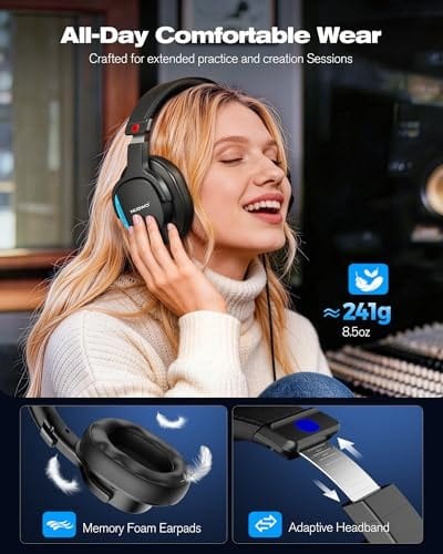 NUBWO HD01 Wired Over Ear Studio Monitor Headphones with 1/4 inch Adapter