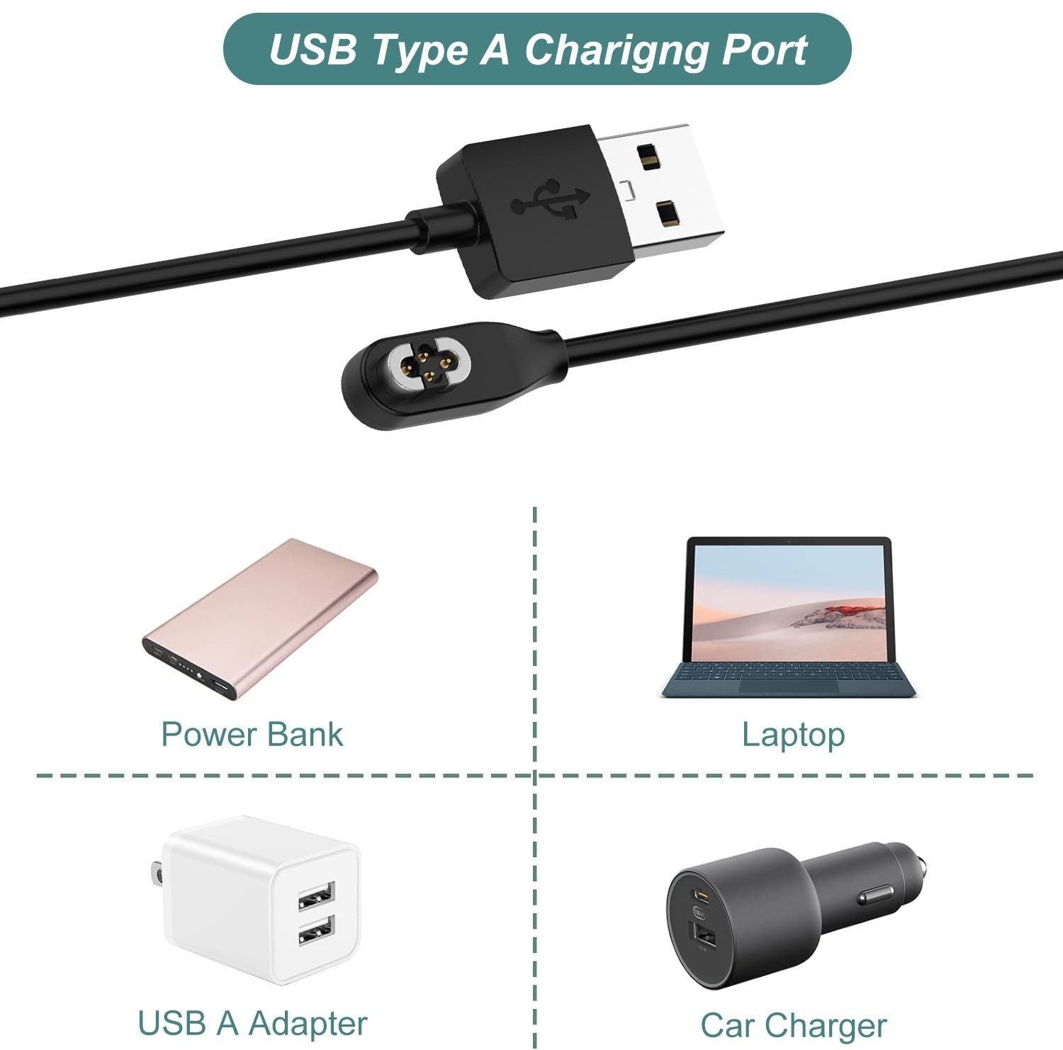 Magnetic Charging Cable for OpenSwim Pro S710, 3.3ft/1m, Bone Conduction Headpho