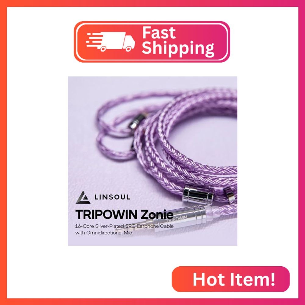 Linsoul Tripowin Zonie IEM Cable, 16 Core Silver Plated Earphone Upgraded Cords,