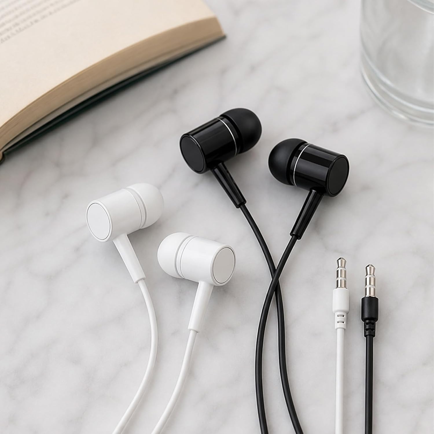 Black & White 2 Pack Wired Earbuds | Comfort Fit & Immersive Audio Experience
