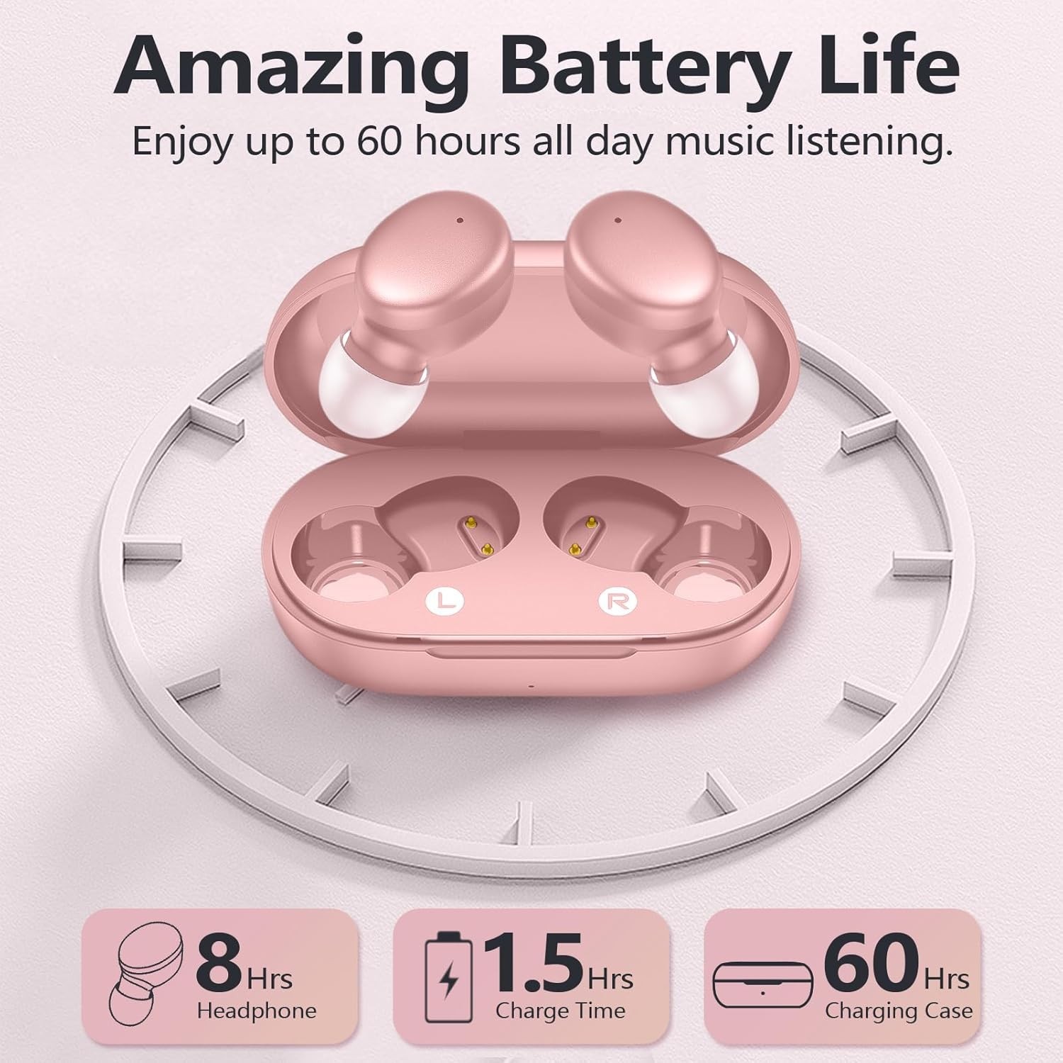 S8 Mini Wireless Earbuds Bluetooth 5.3 in Ear Light-Weight Headphones,60Hrs P…