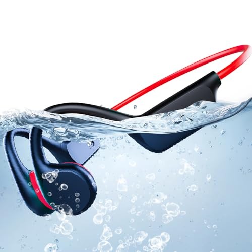 Bone Conduction Headphones Bluetooth 5.3 Swimming Headphones IPX8 Redblack