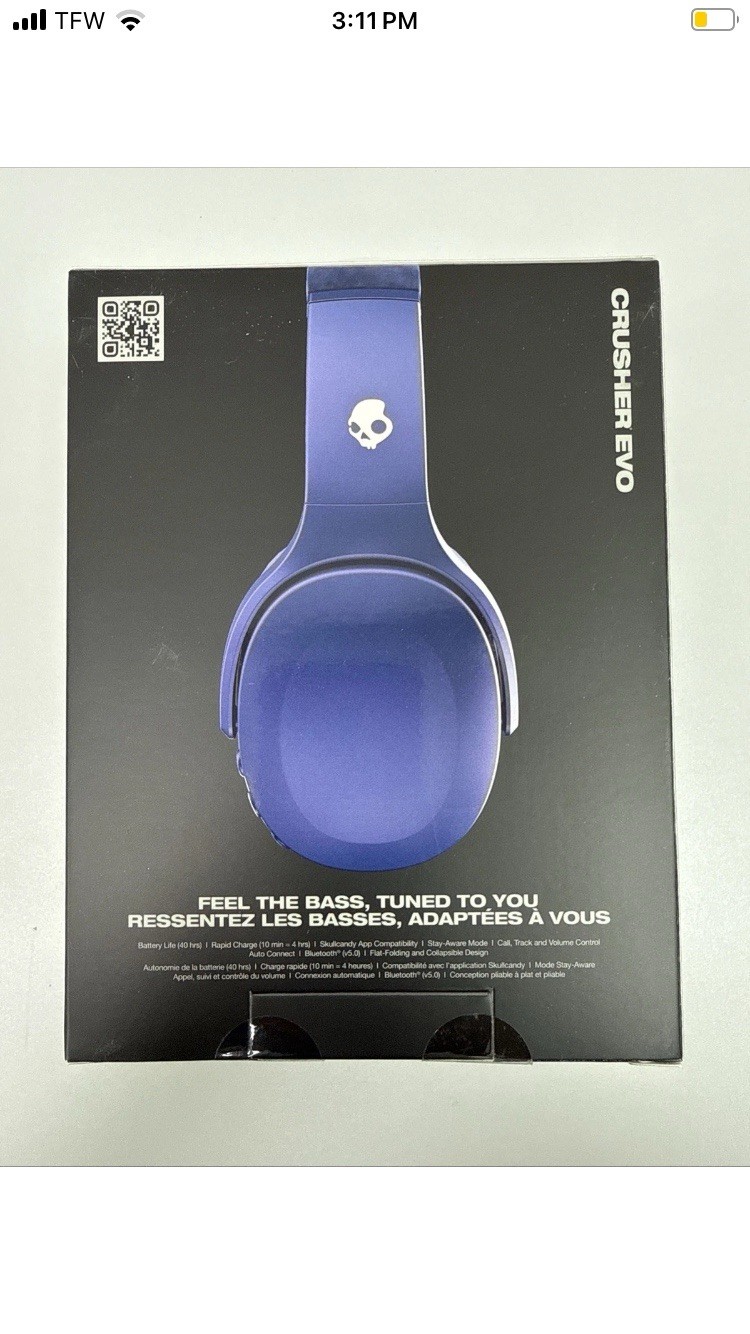 NEW Skullcandy Crusher Evo Wireless Bluetooth Over Ear Headphones Midnight Blue